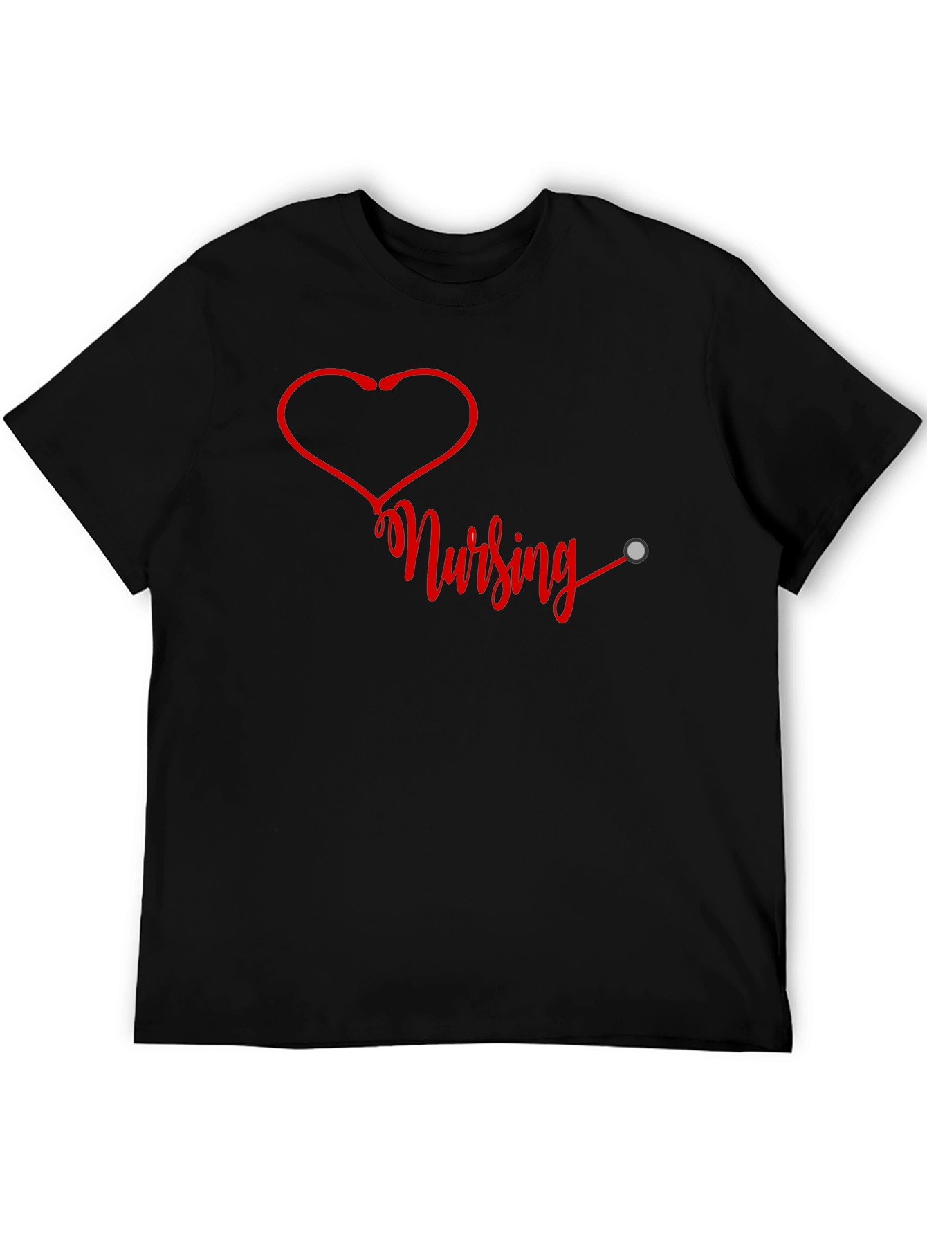 Black Nursing Heartbeat Graphic T-Shirt - Black view 5