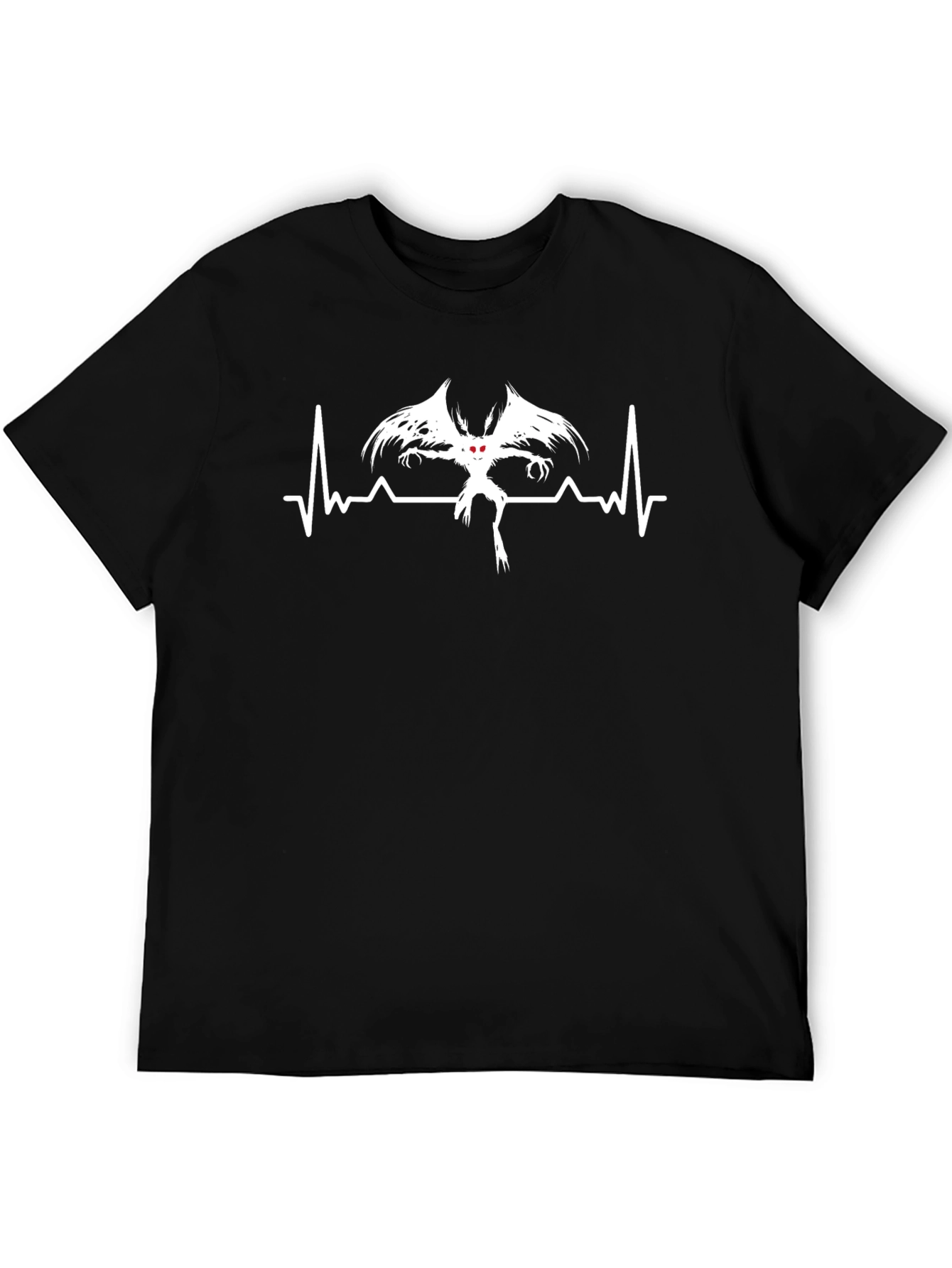 Black Mothman Heartbeat Graphic Tee - Black view 5