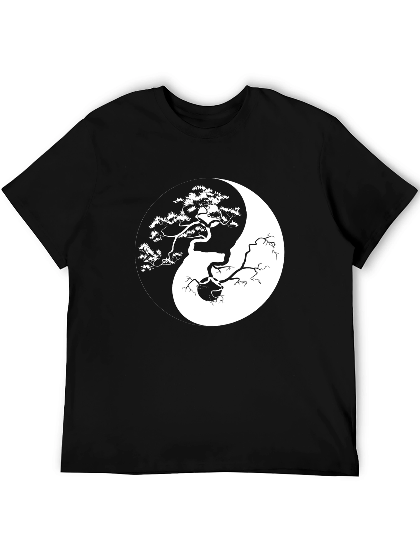 Black Yin Yang Bonsai Tree Graphic T-Shirt view 5