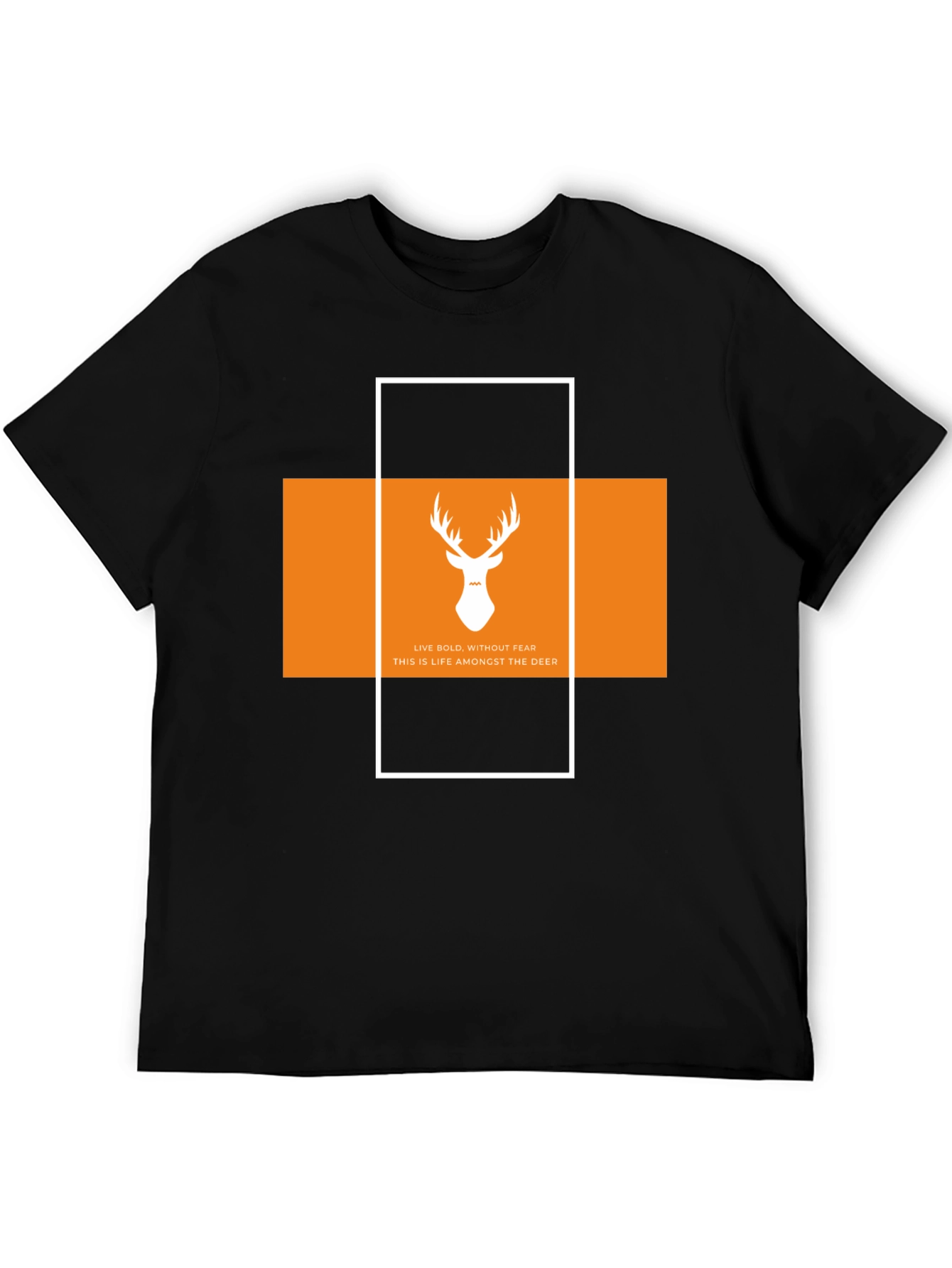 Black Bold Deer Graphic Tee - Stylish Black Cotton T-Shirt view 5