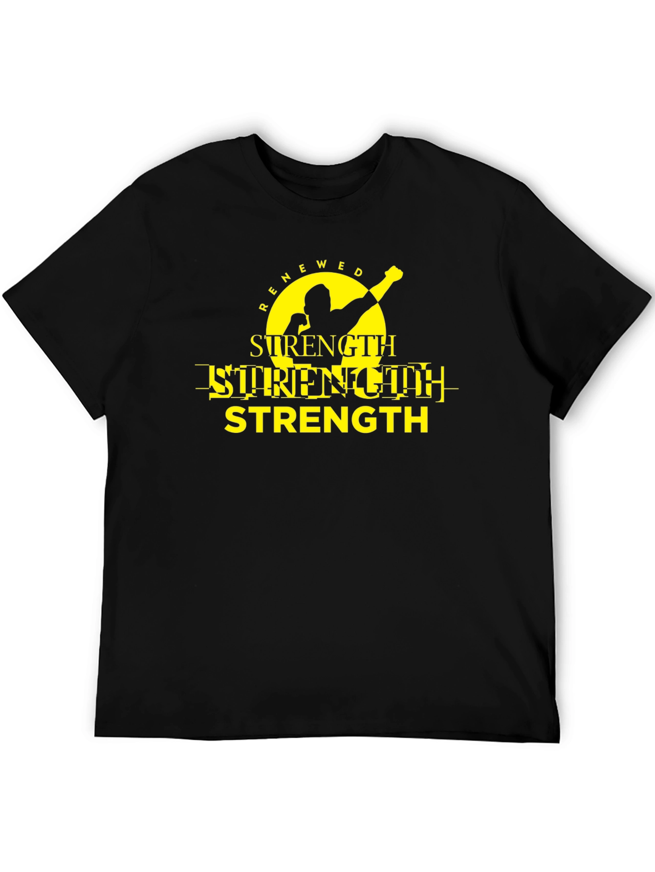 Black Renewed Strength Black Graphic T-Shirt view 5