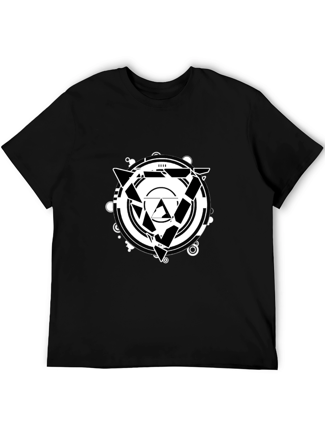 Black Geometric Design Black T-Shirt view 5
