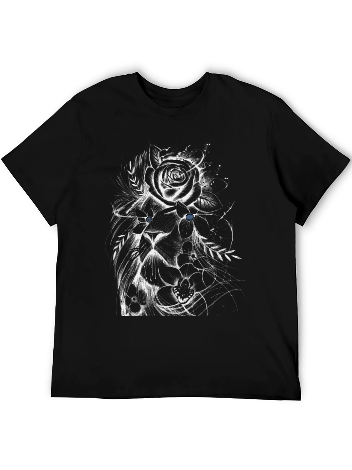 Black Floral Lion Graphic Tee - Black view 5