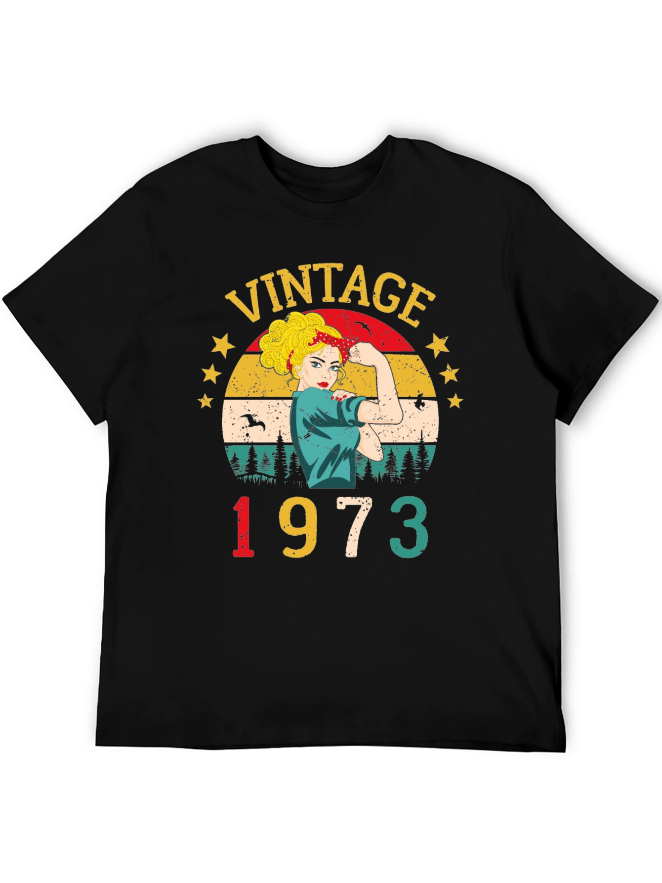 Black Vintage 1973 Birthday T-Shirt view 5