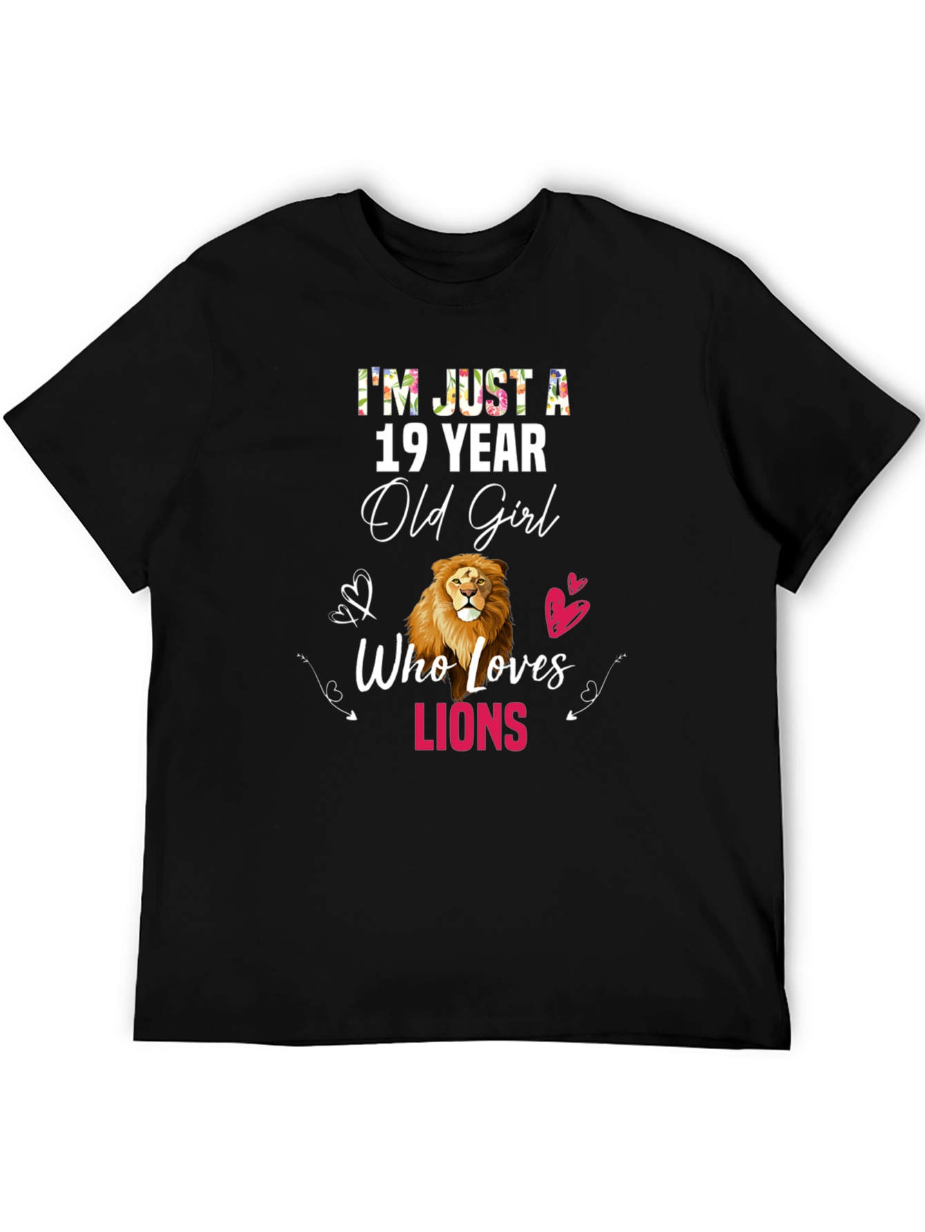 Black 19 Year Old Girl Who Loves Lions Graphic T-Shirt view 5