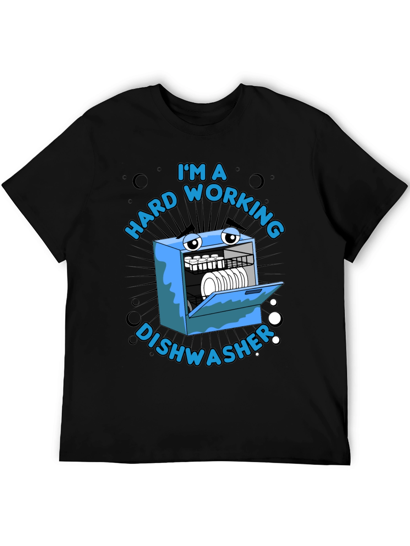 Black Hard Working Dishwasher Graphic T-Shirt view 5