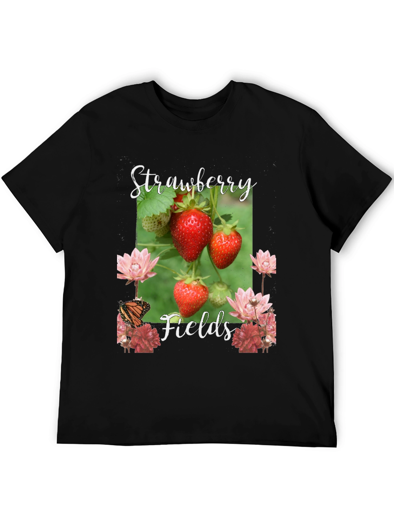 Black Strawberry Fields Graphic T-Shirt view 5