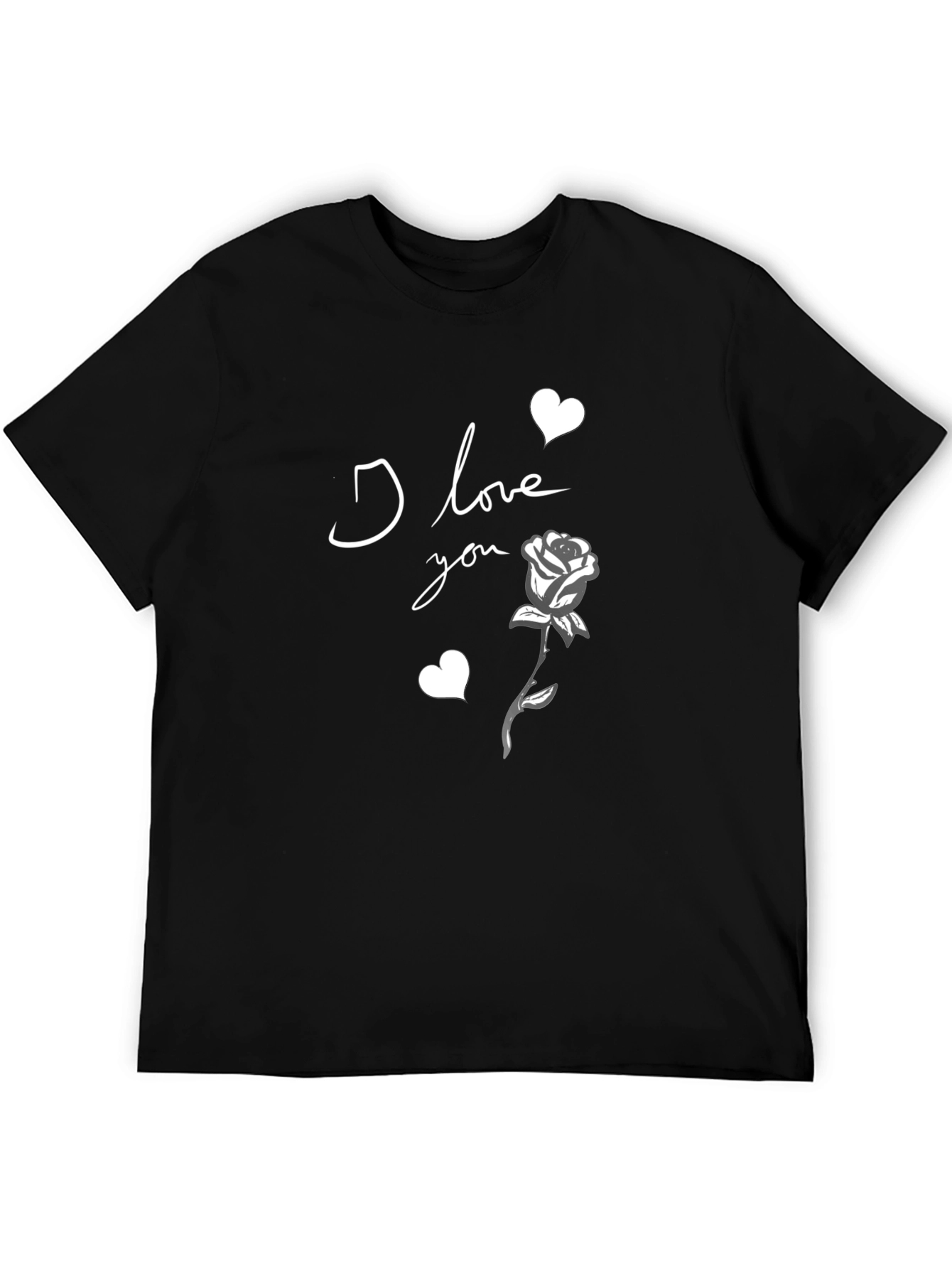 Black I Love You Rose Graphic Tee - Black view 5