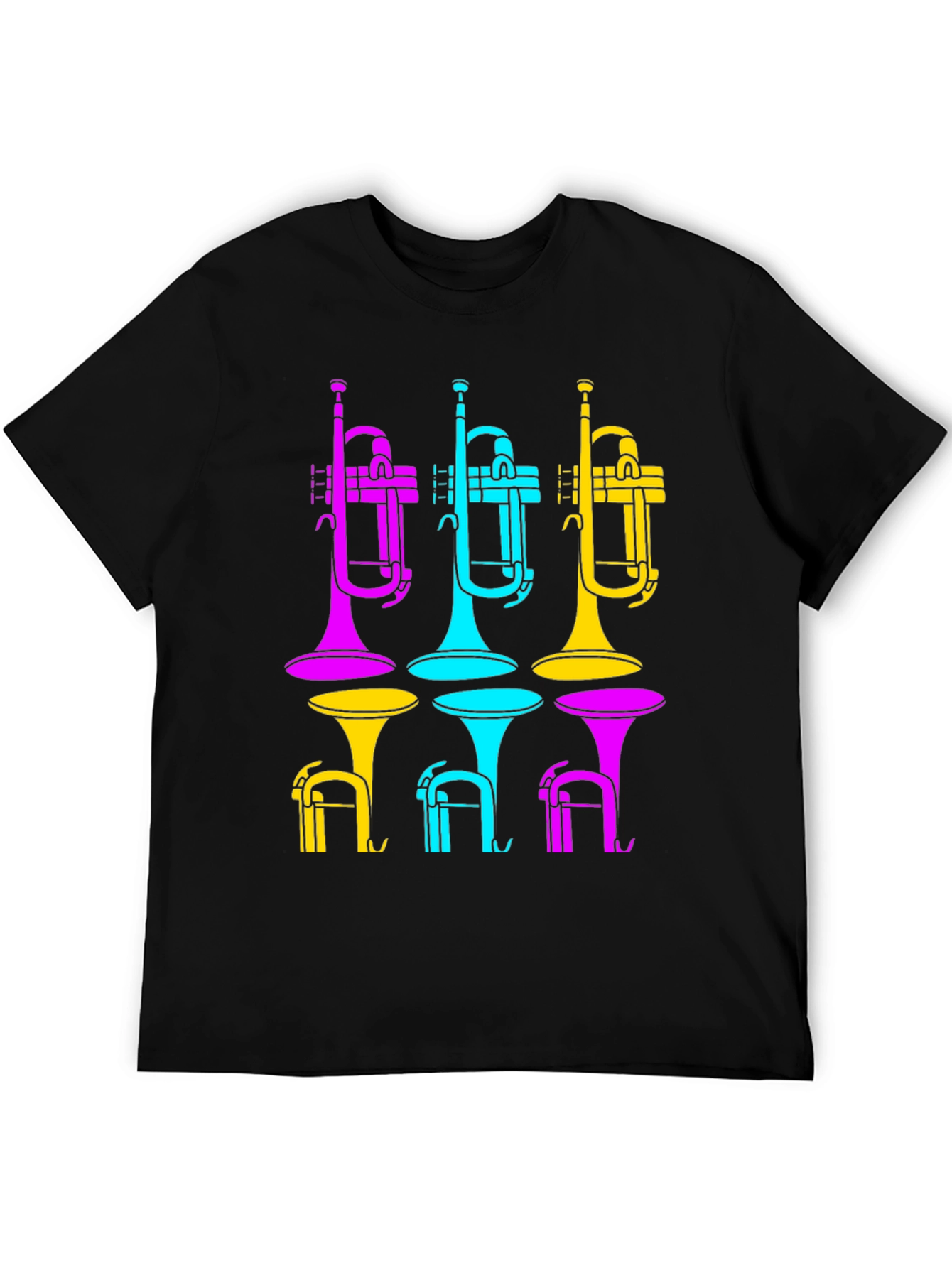 Black Vibrant Trumpet Design Black T-Shirt view 5