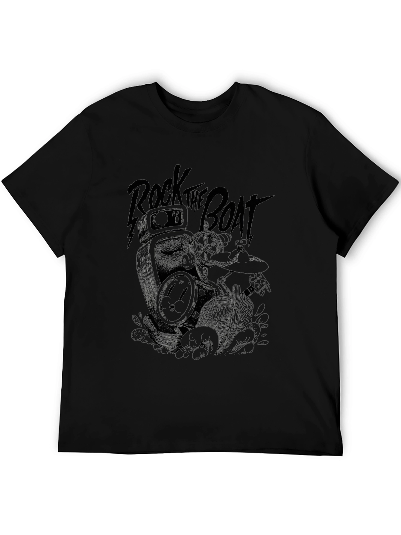 Black Rock the Boat Graphic Tee - Black Cotton Blend view 5