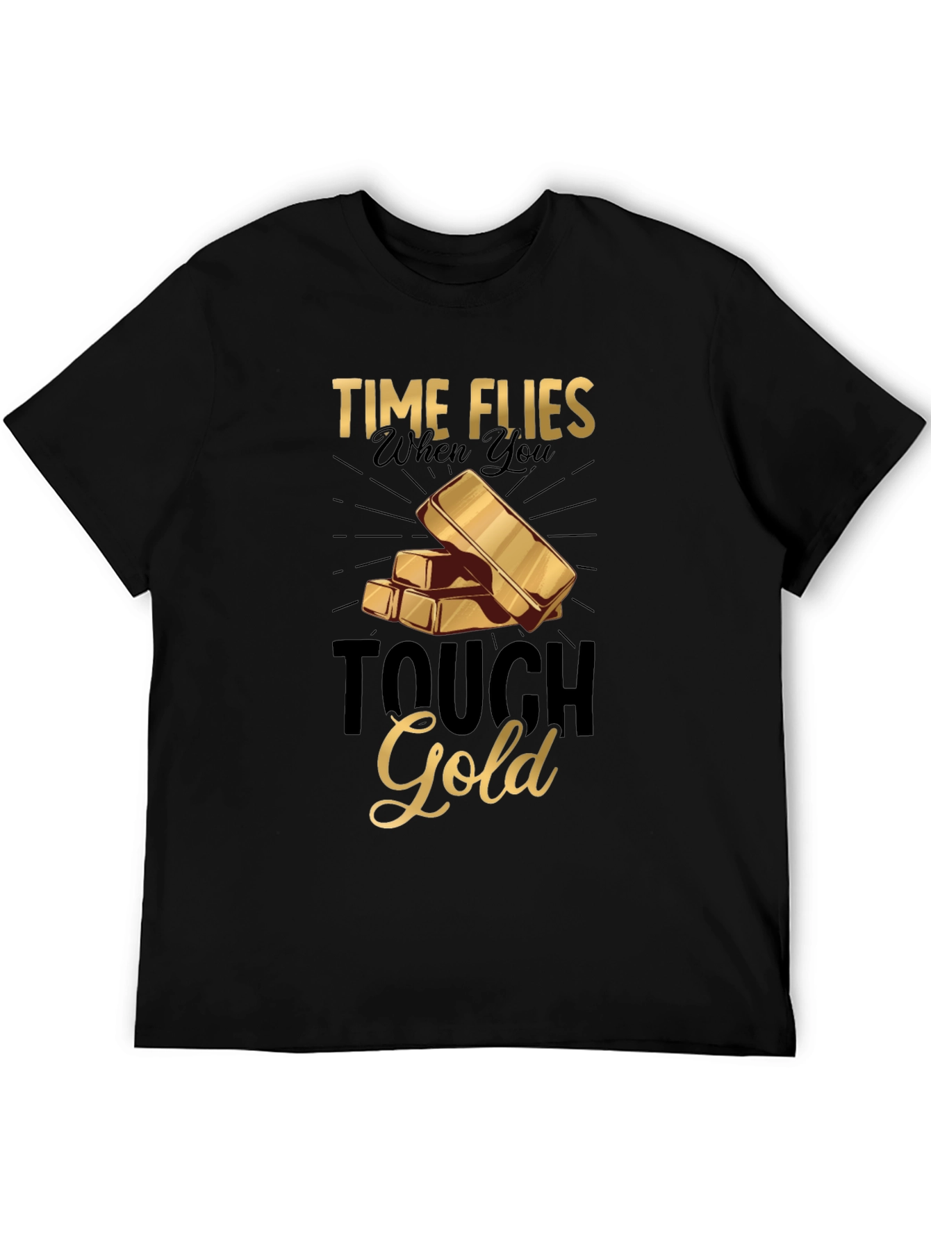 Black Time Flies Tough Gold Graphic T-Shirt view 5