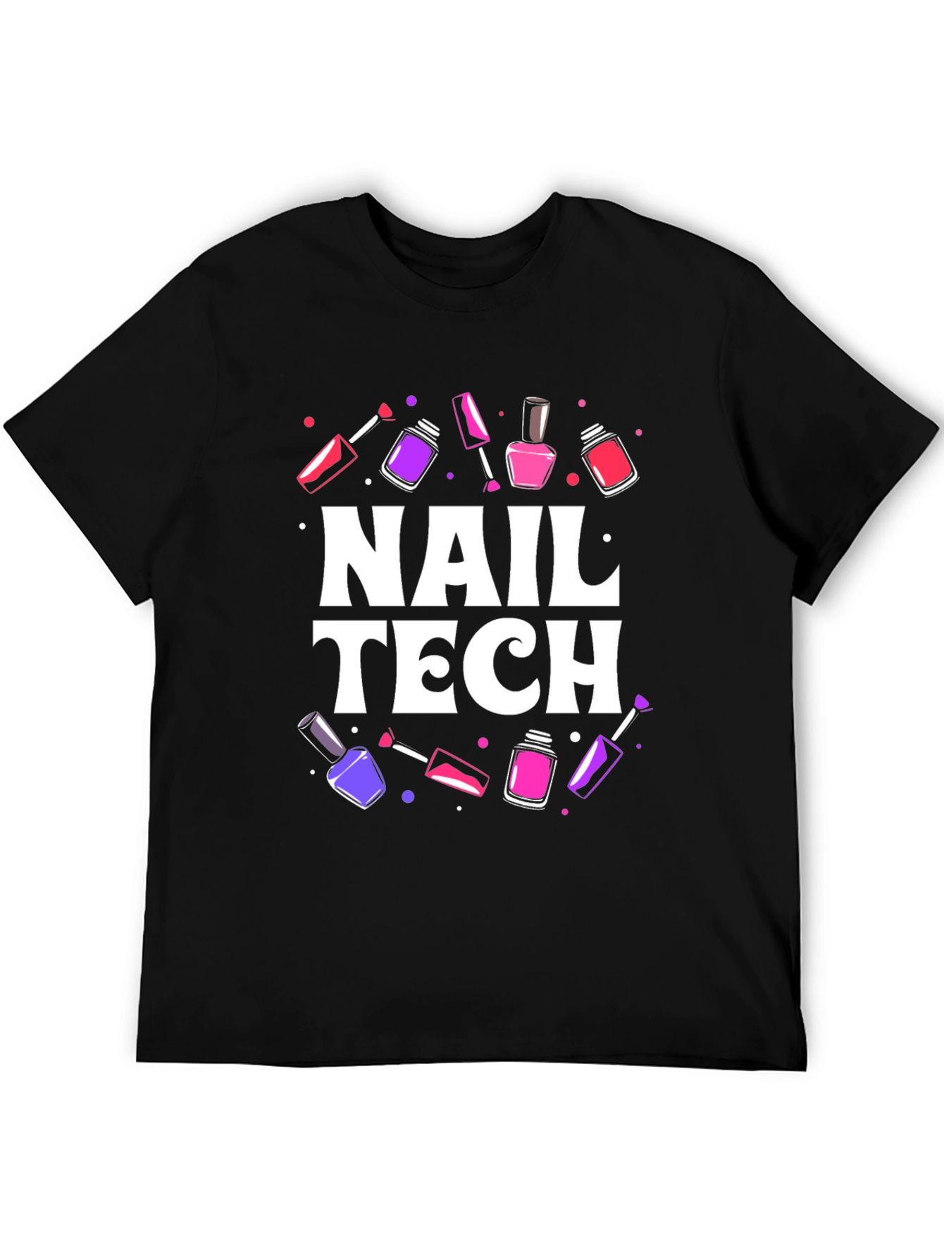 Black Nail Tech T-Shirt - Stylish Manicure Design view 5