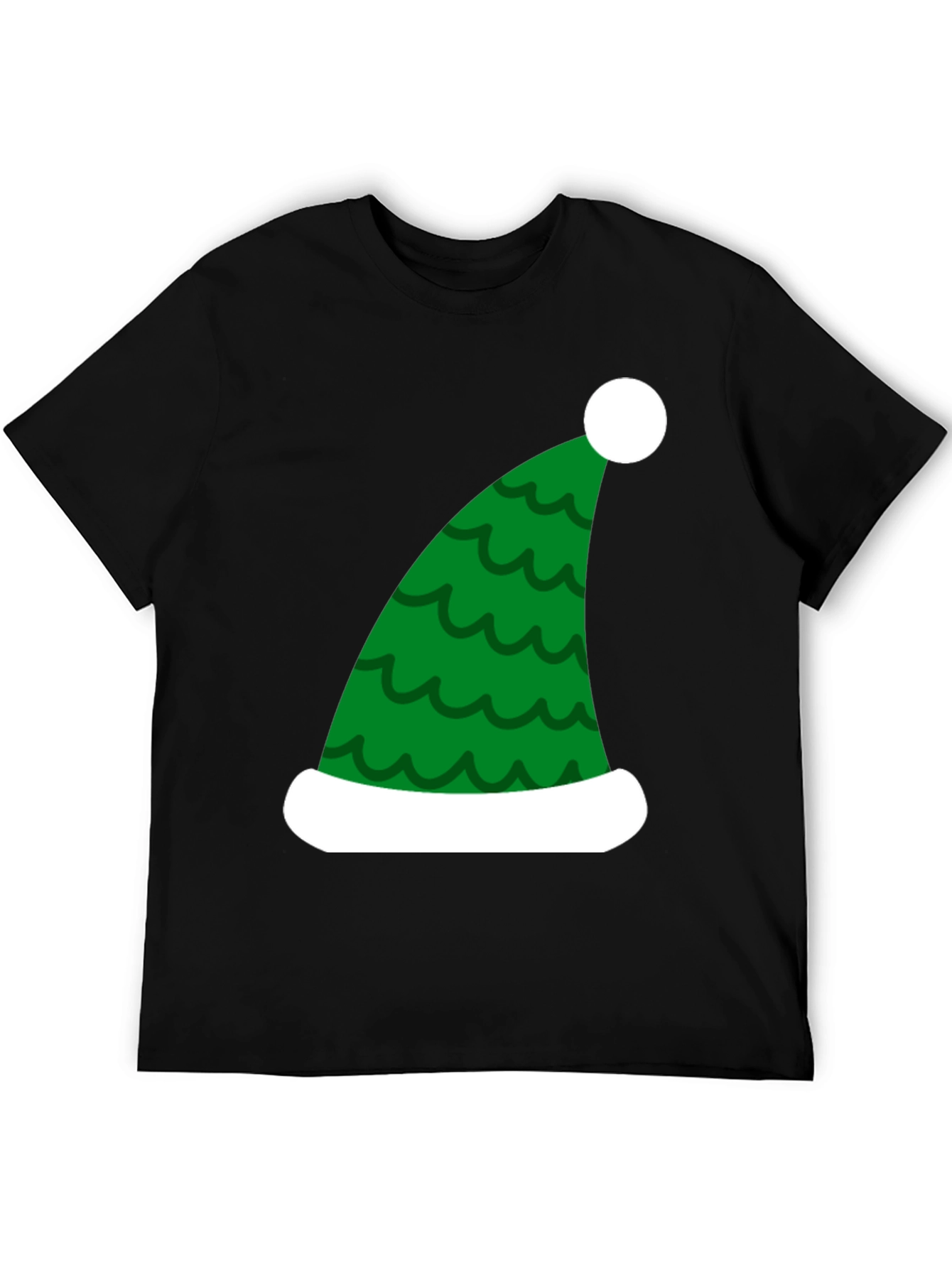 Black Festive Christmas Elf Hat T-Shirt view 5