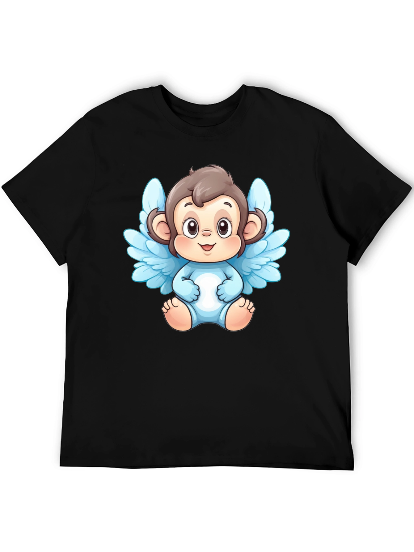 Angel Monkey Graphic T-Shirt - Black Cotton Tee - 5