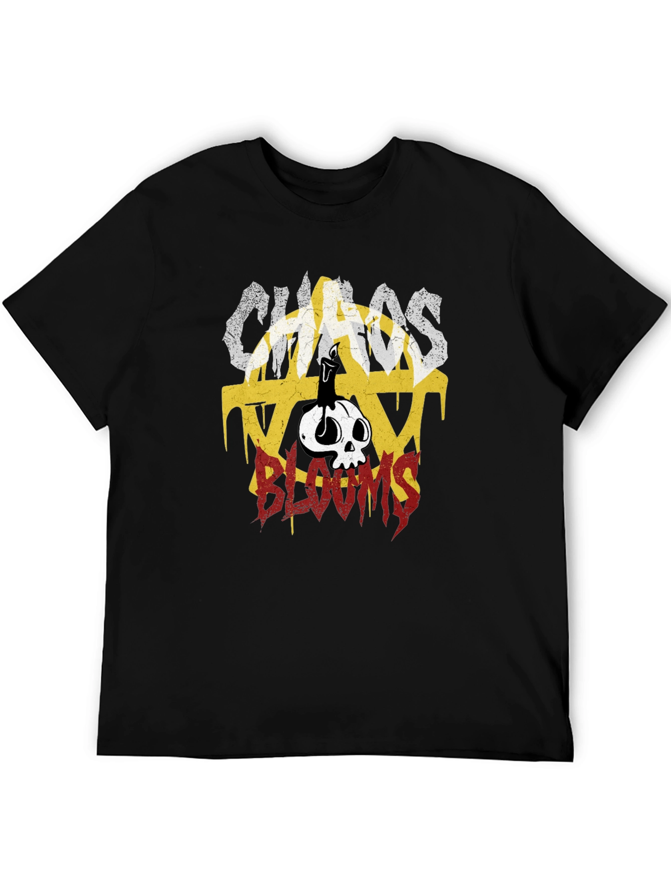Black Chaos Blooms Graphic Print T-Shirt - Black view 5