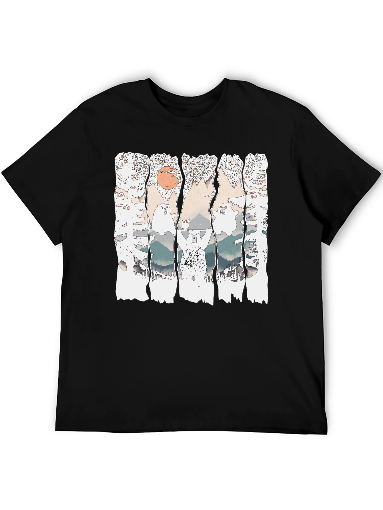 Black We Bare Bears Mountain T-Shirt view 5