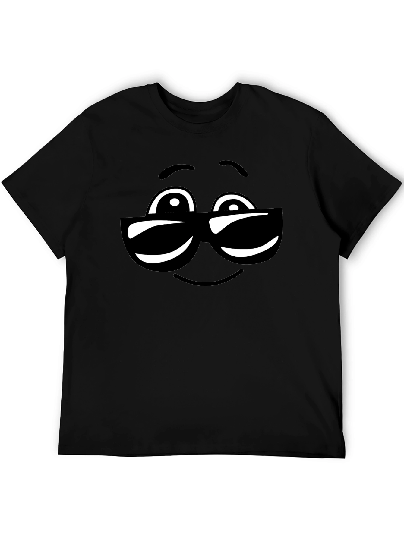 Black Cool Sunglasses Emoji Black Cotton T-Shirt view 5