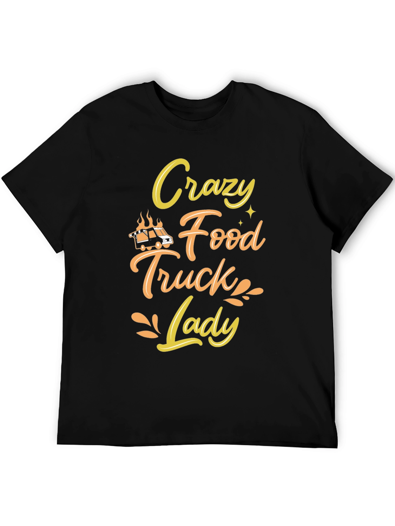 Black Crazy Food Truck Lady Black T-Shirt view 5