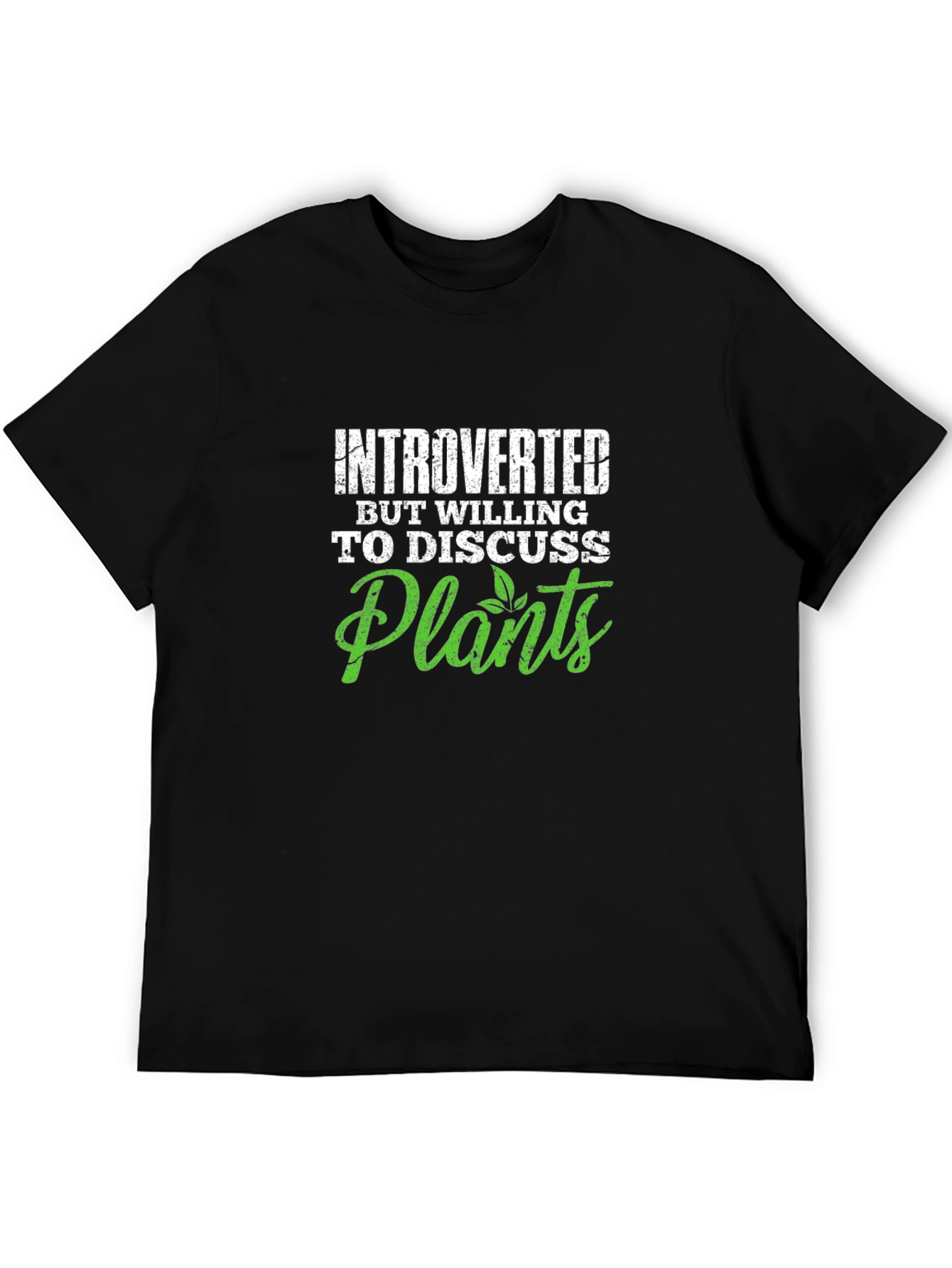 Black Introverted Plants Graphic Tee - Black Unisex T-Shirt view 5
