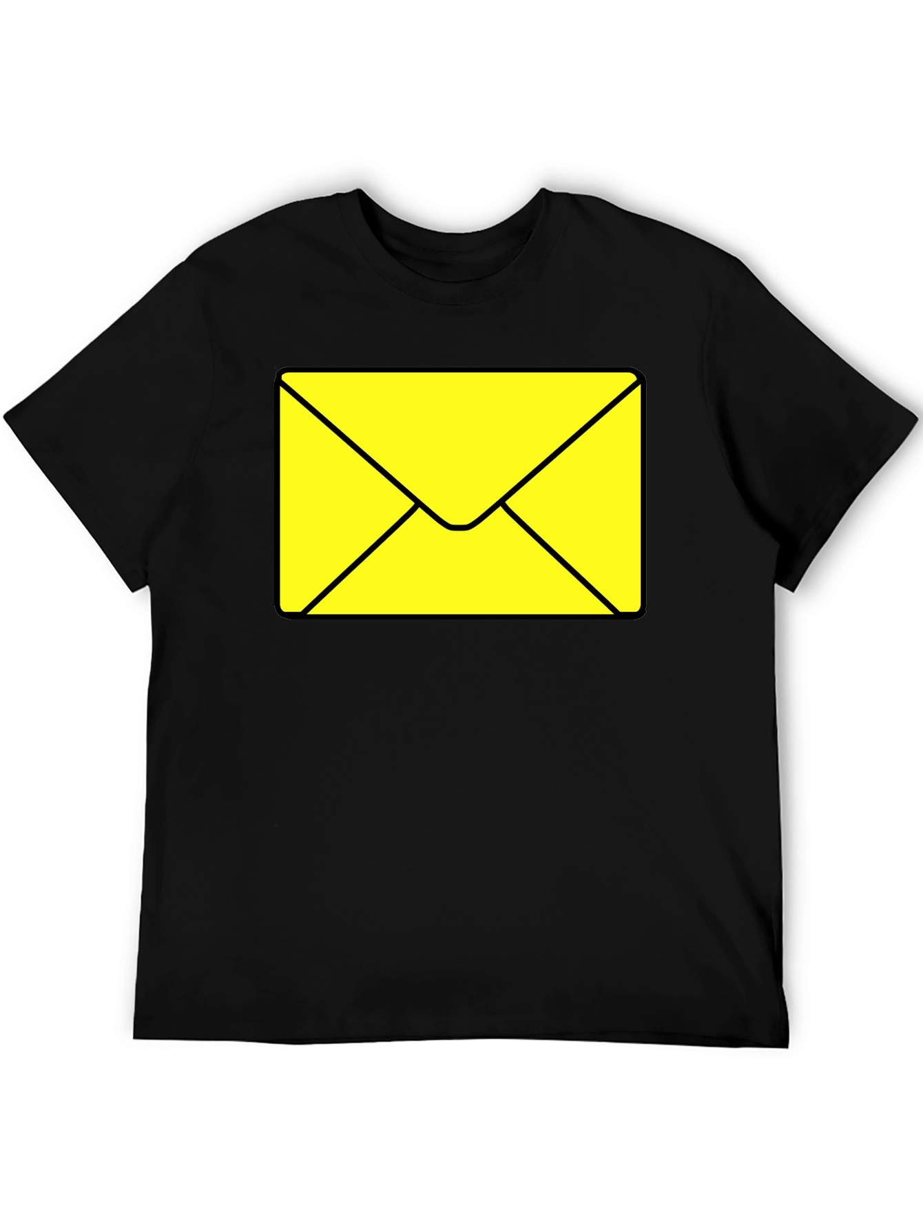 Black Envelope Graphic Tee - Black Cotton Casual T-Shirt view 5