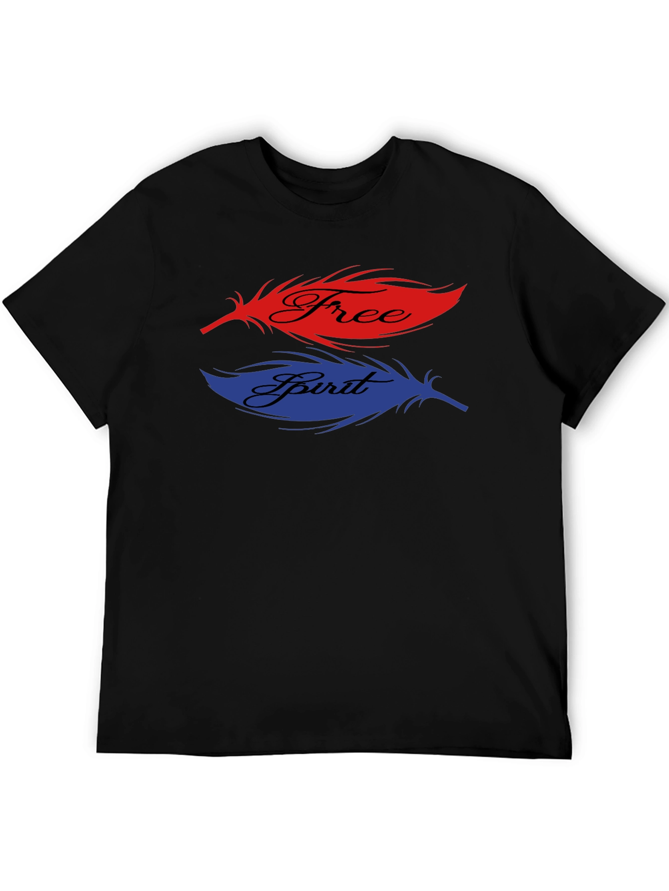 Black Free Spirit Feather Graphic T-Shirt view 5