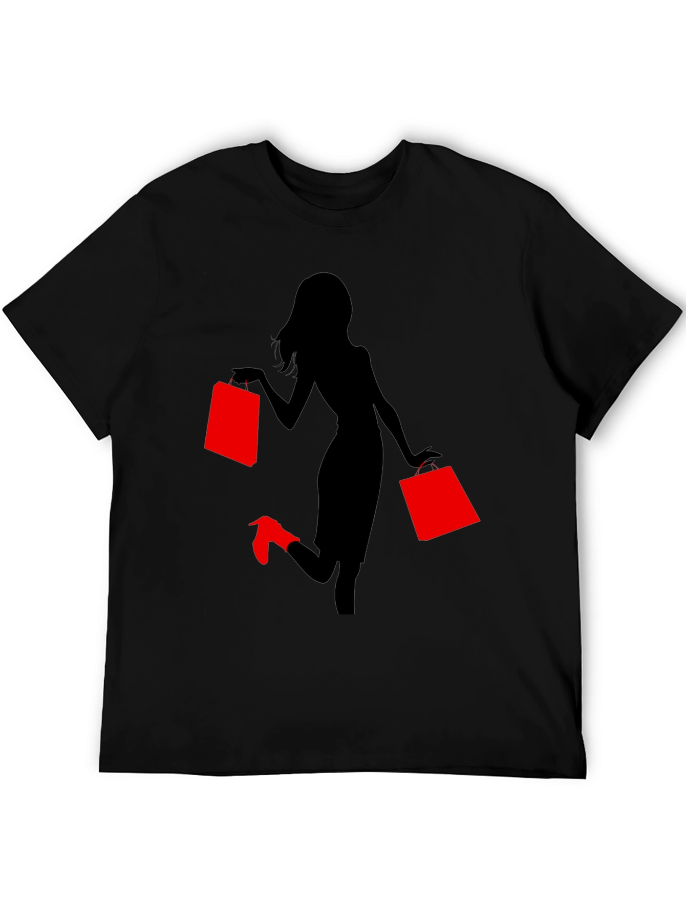 Black Stylish Woman Shopping Graphic Tee - Black view 5