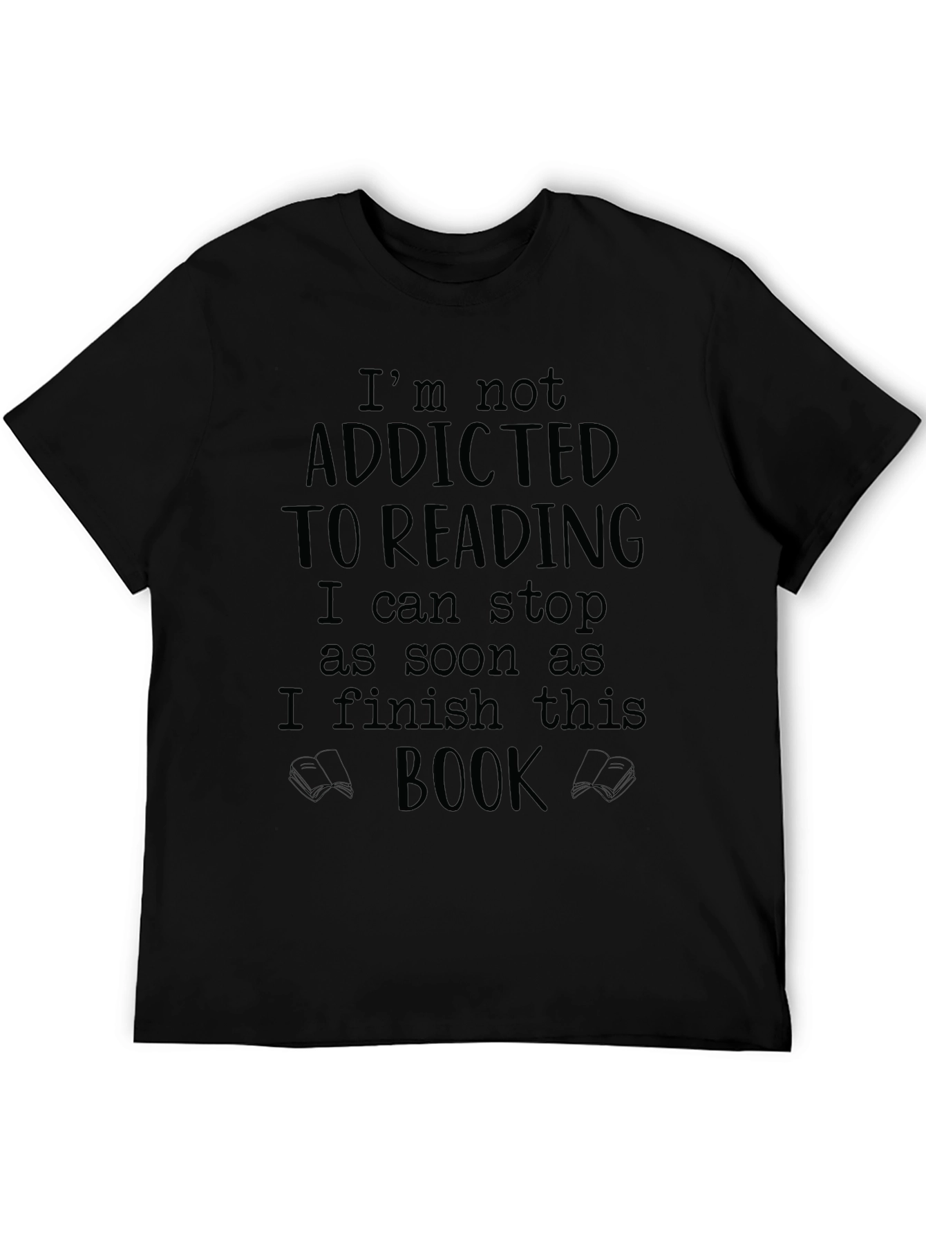 Black Funny Reading T-Shirt: Addicted to Books Graphic Tee view 5