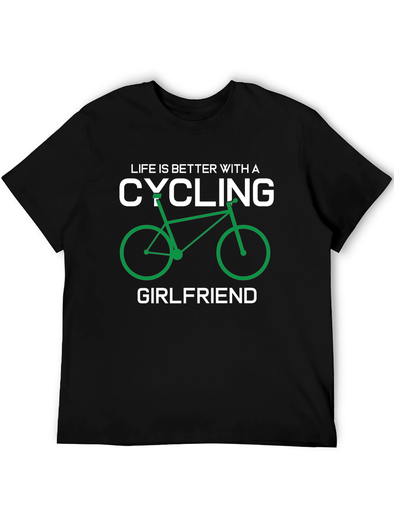 Black Cycling Girlfriend T-Shirt - Funny Bike Lover Tee view 5