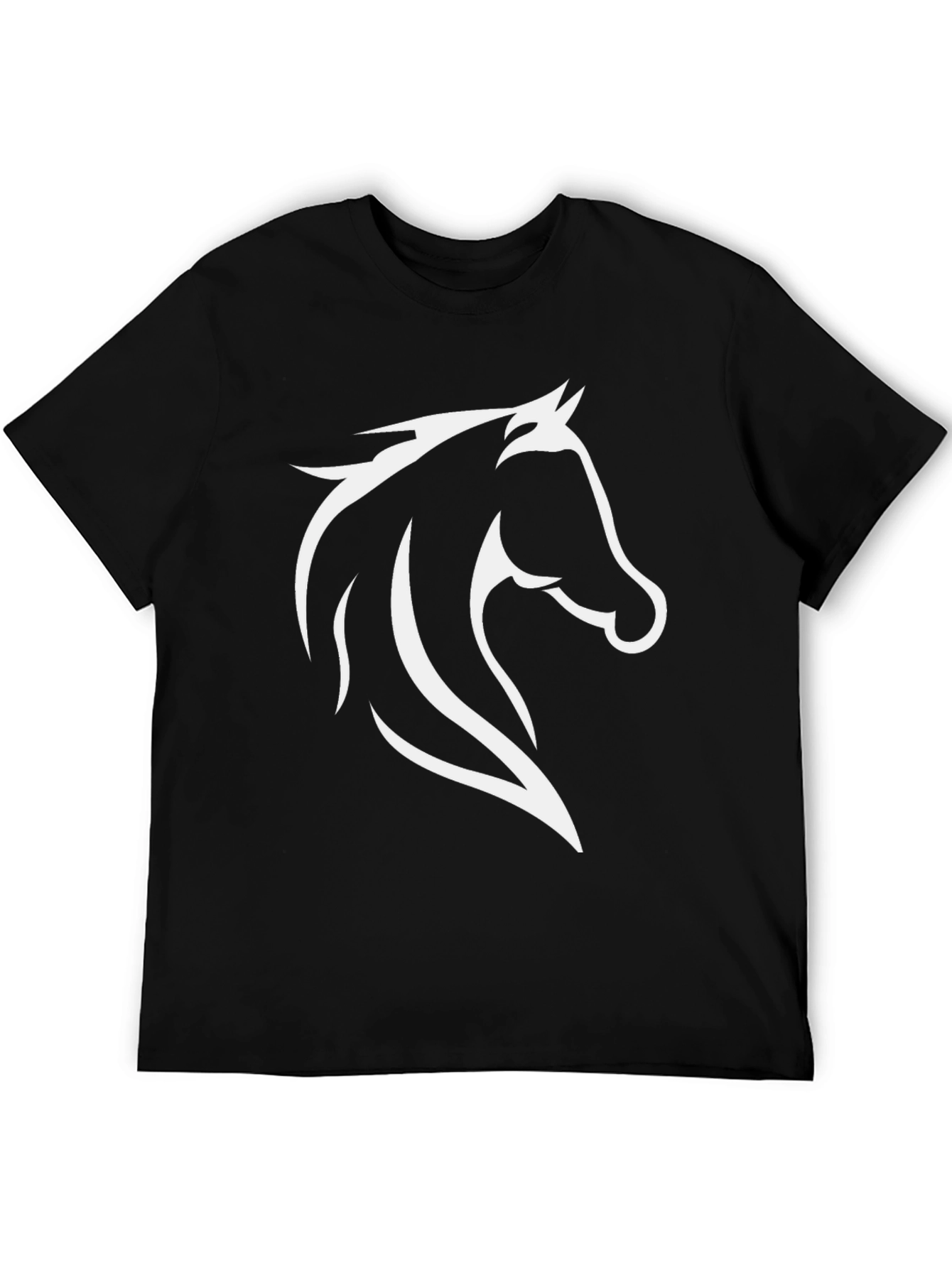 Black Black T-Shirt with White Horse Graphic view 5