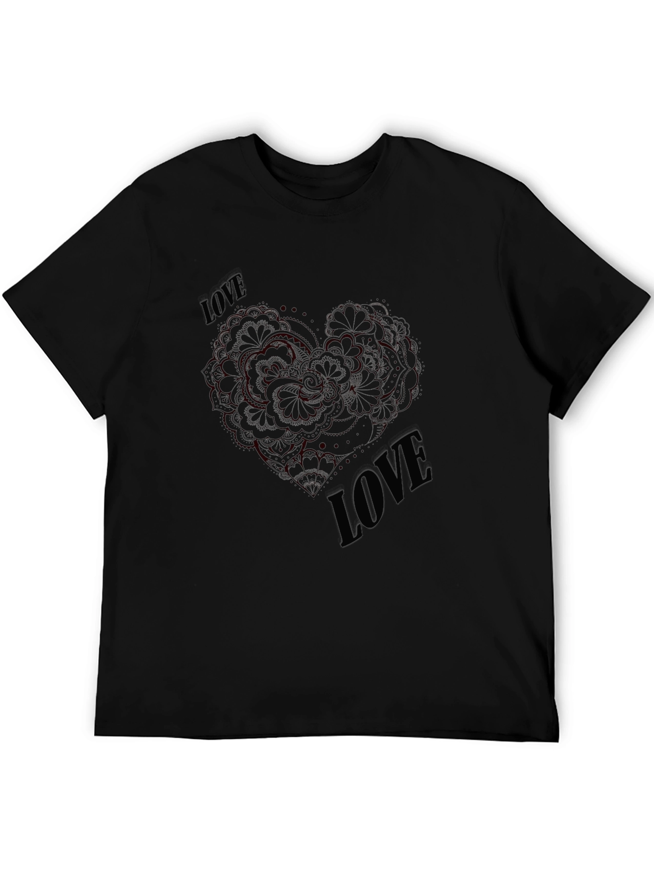 Black Love Heart Graphic Tee - Stylish Black T-Shirt view 5