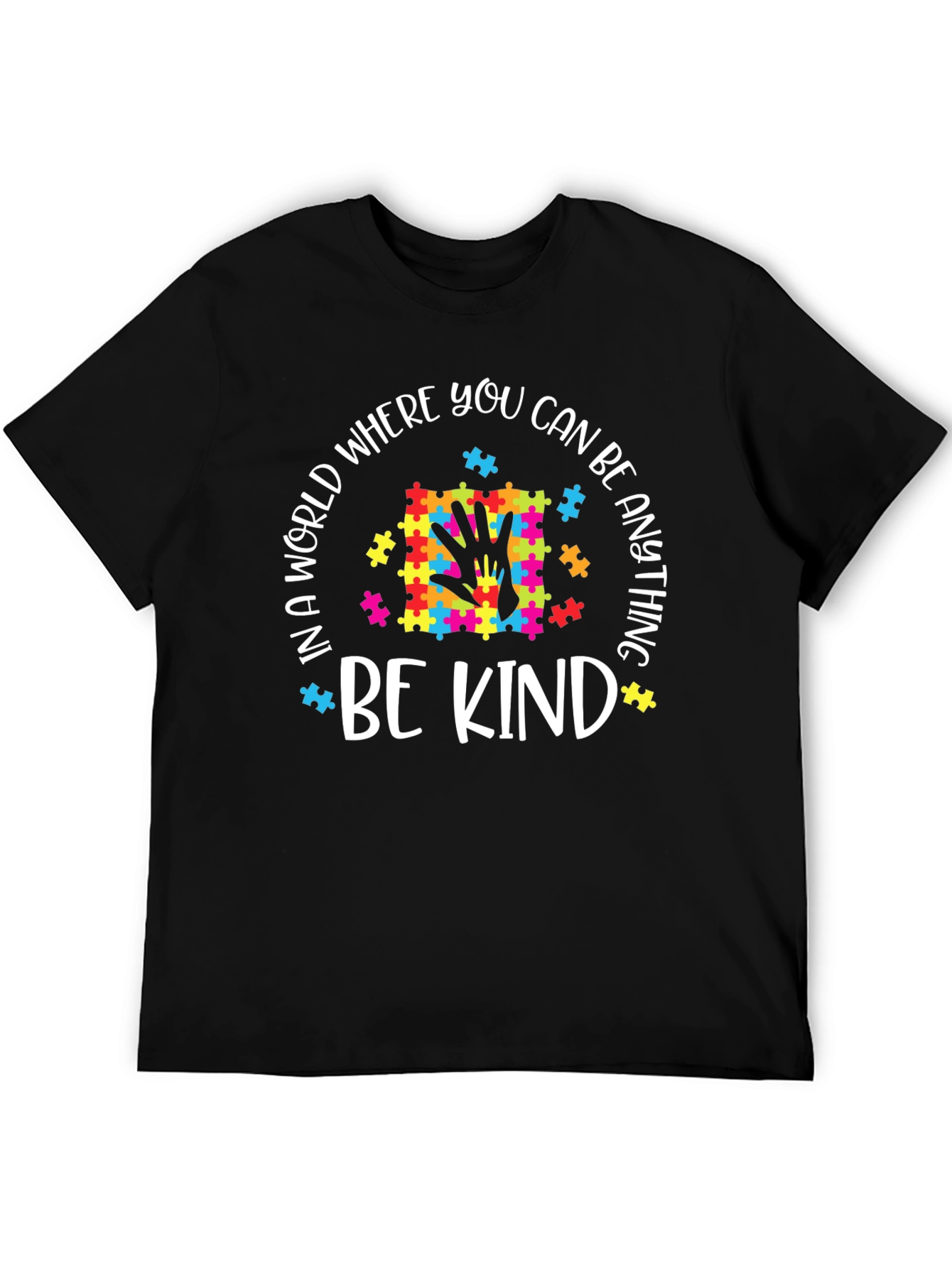 Black Be Kind Autism Awareness T-Shirt view 5