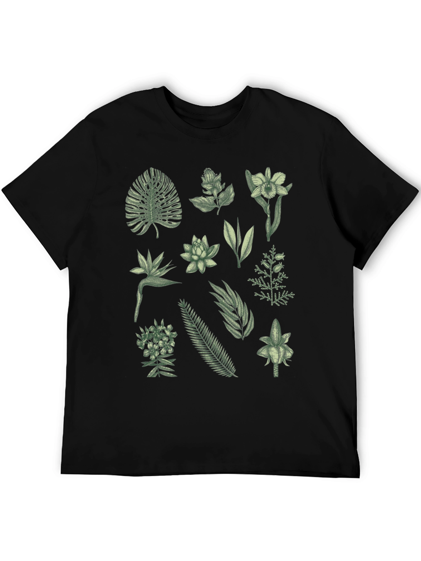 Black Botanical Print Black T-Shirt view 5
