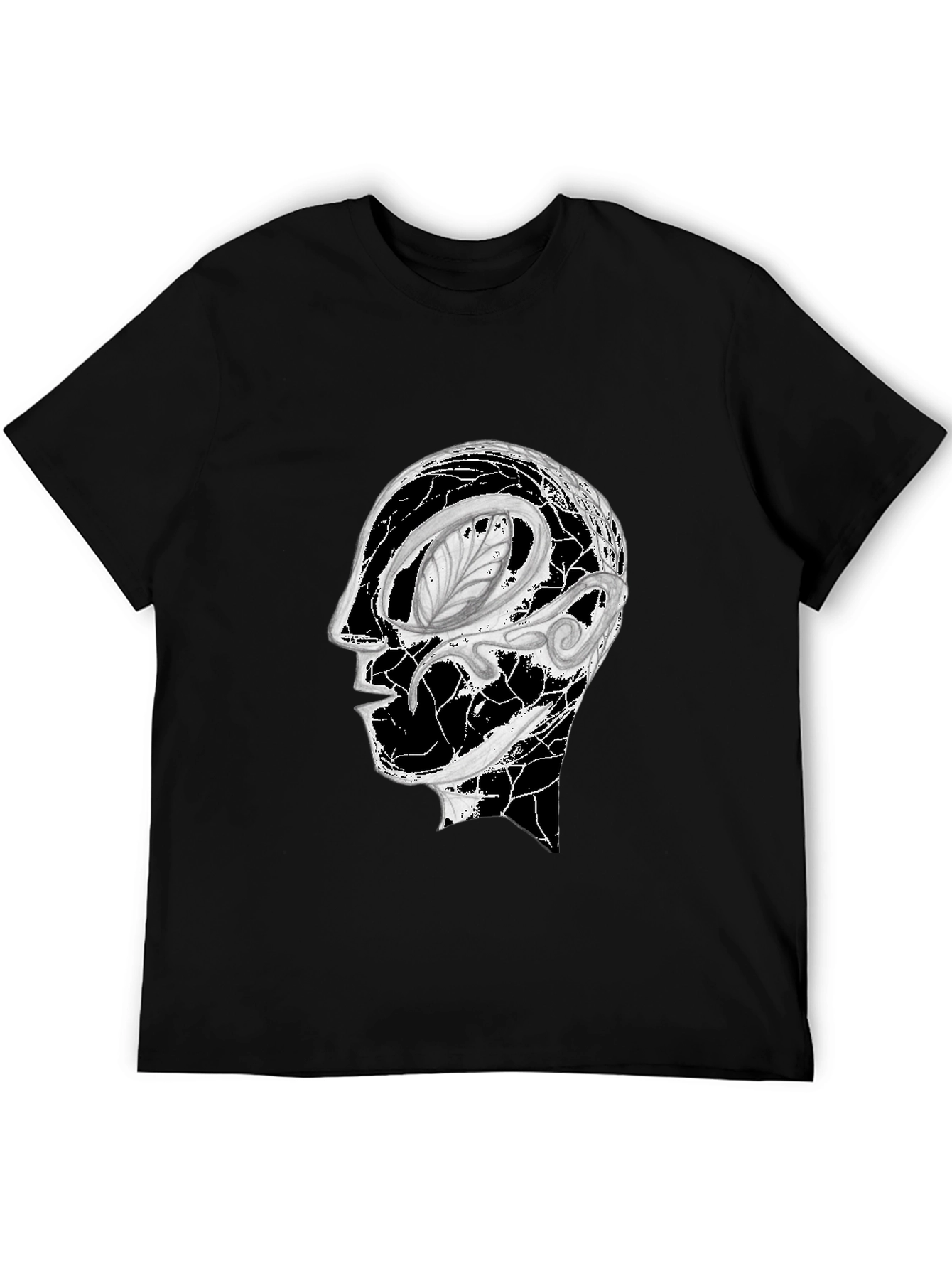 Black Abstract Head Graphic Black Tee view 5