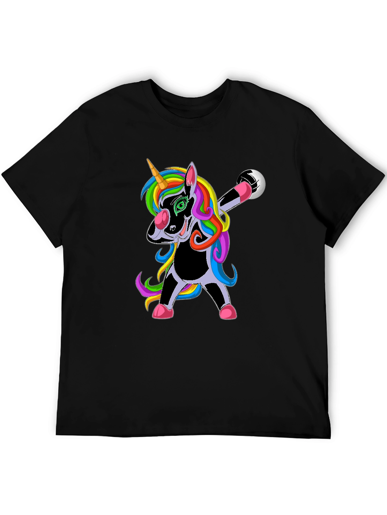 Black Dabbing Unicorn Soccer T-Shirt view 5