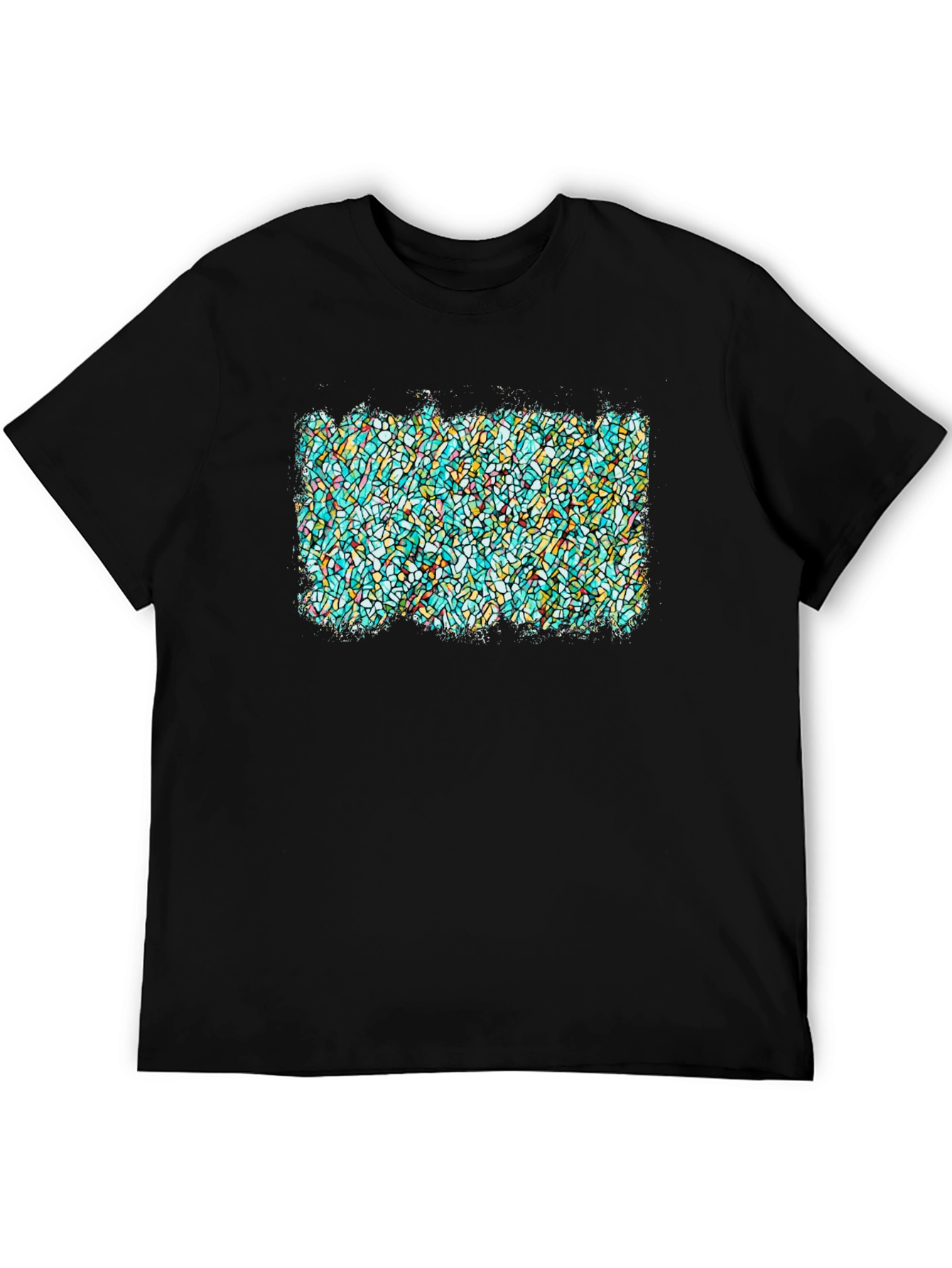 Black Abstract Stained Glass Graphic Tee - Soft Black T-Shirt view 5