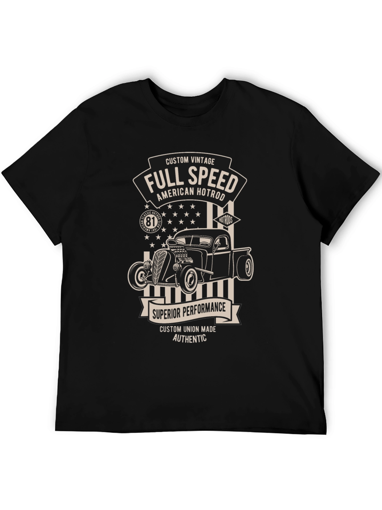 Black Full Speed American Hotrod Black Graphic T-Shirt view 5