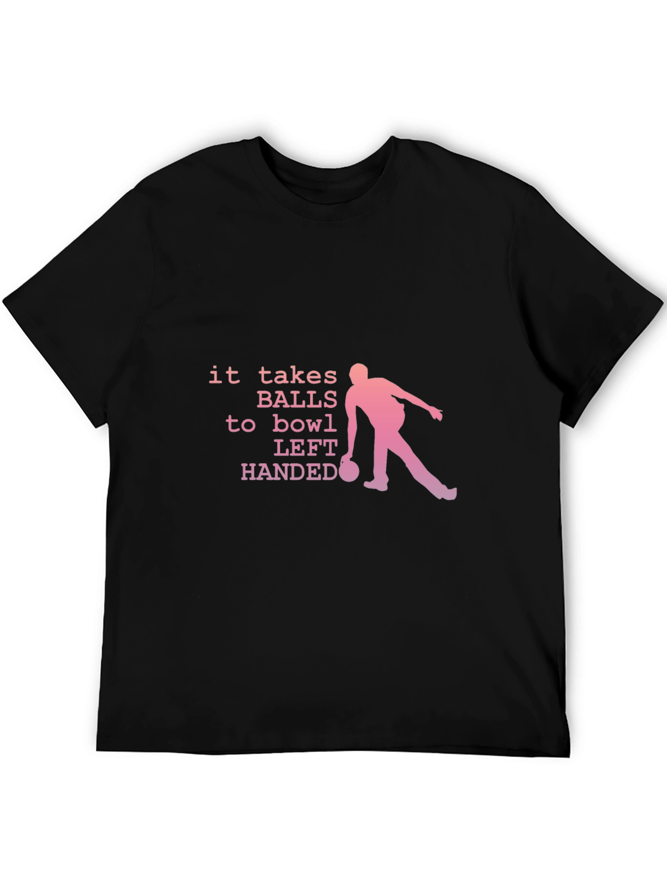 Black Funny Bowling T-Shirt - Left Handed Bowler Tee view 5