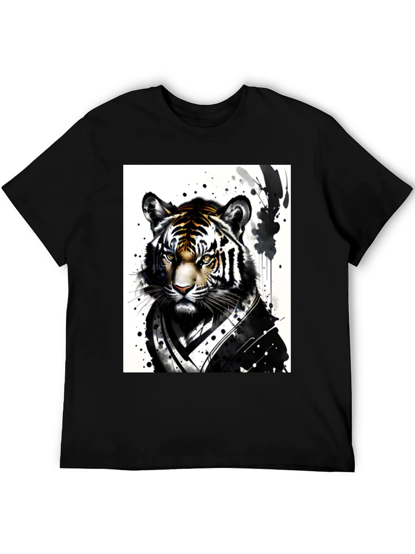 Black Tiger Warrior Graphic Tee - Black Cotton Blend view 5