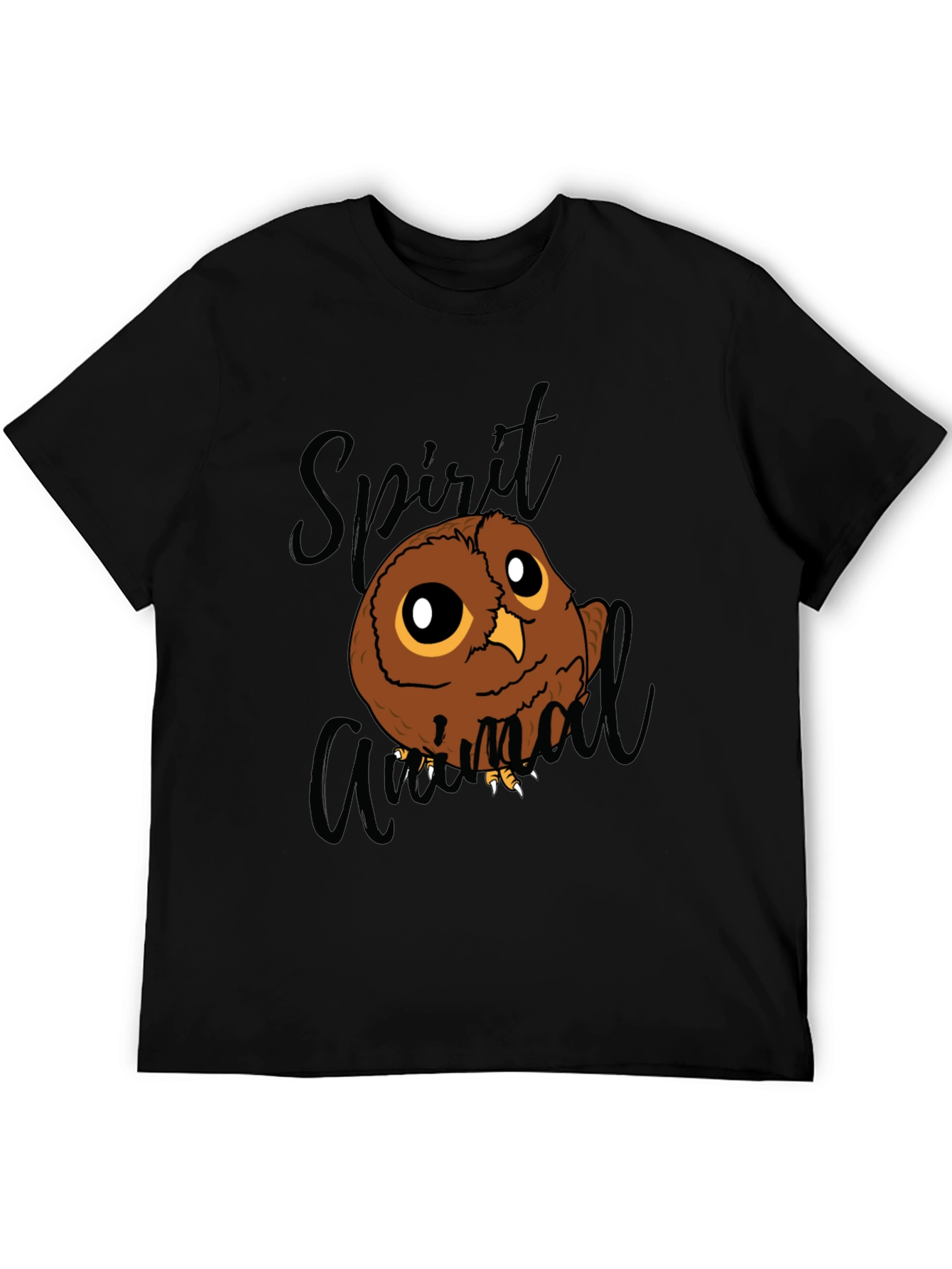Black Spirit Animal Owl Graphic Tee - Black Cotton Blend T-Shirt view 5
