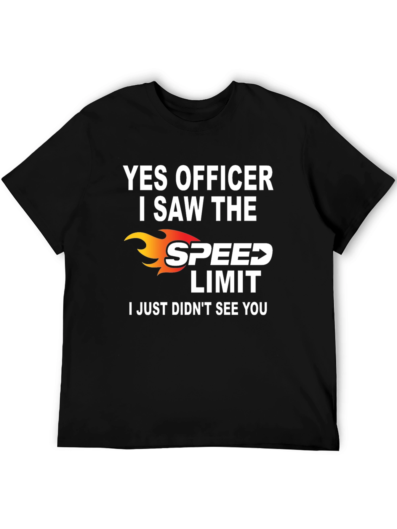 Black Funny Speed Limit T-Shirt - Yes Officer view 5