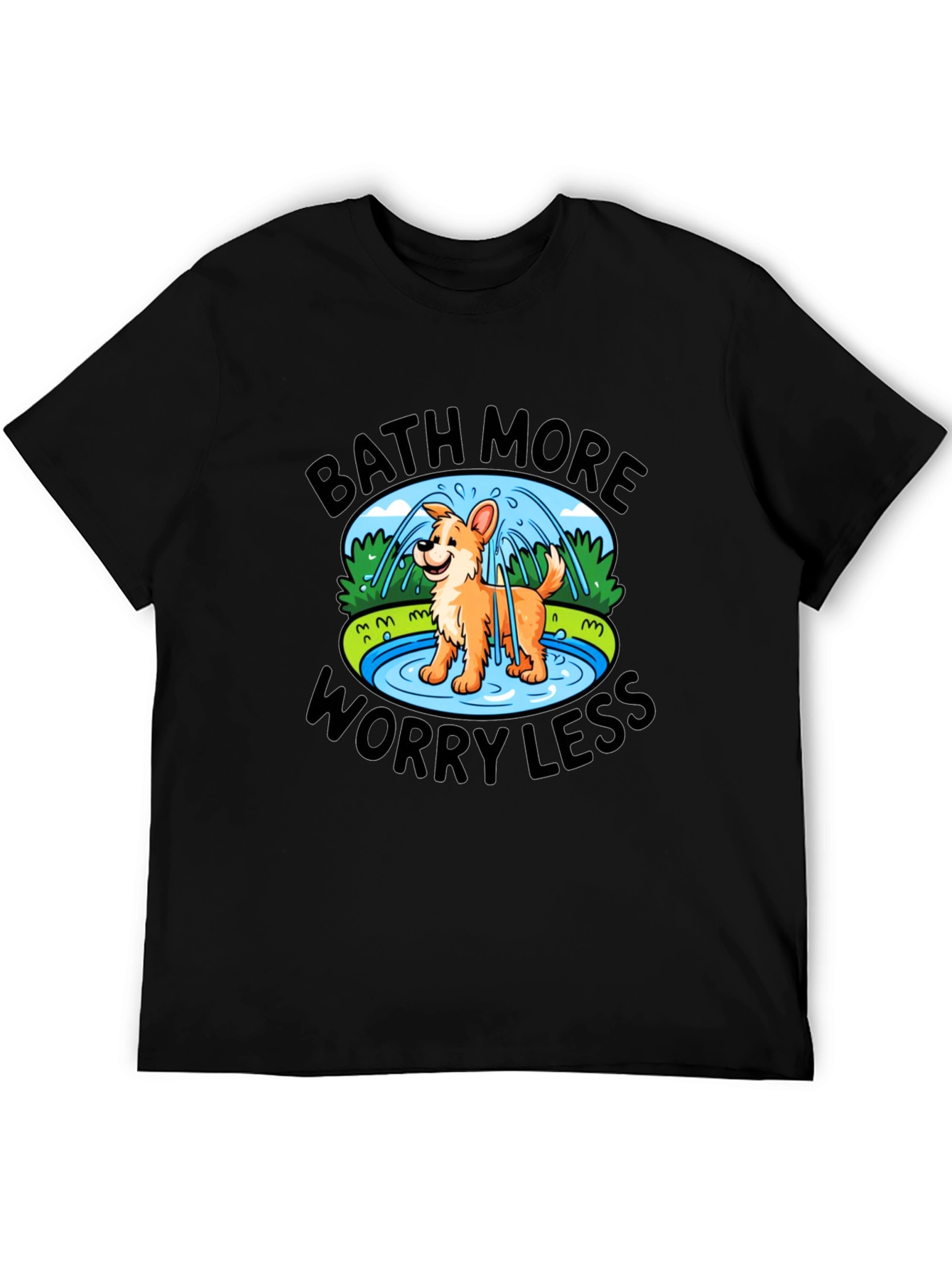 Black Bath More Worry Less Dog T-Shirt view 5