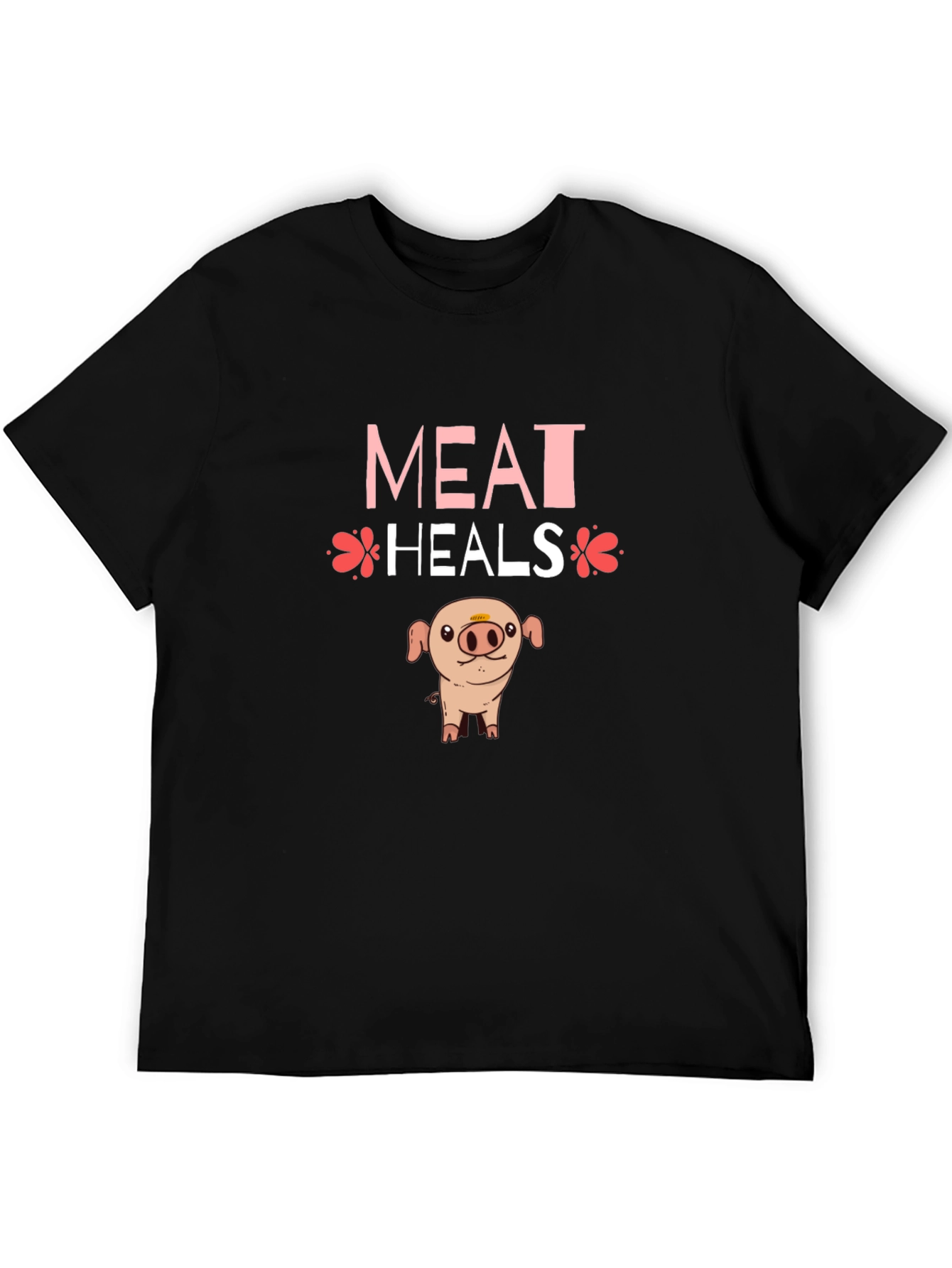 Black Meat Heals T-Shirt - Novelty Pig Design view 5