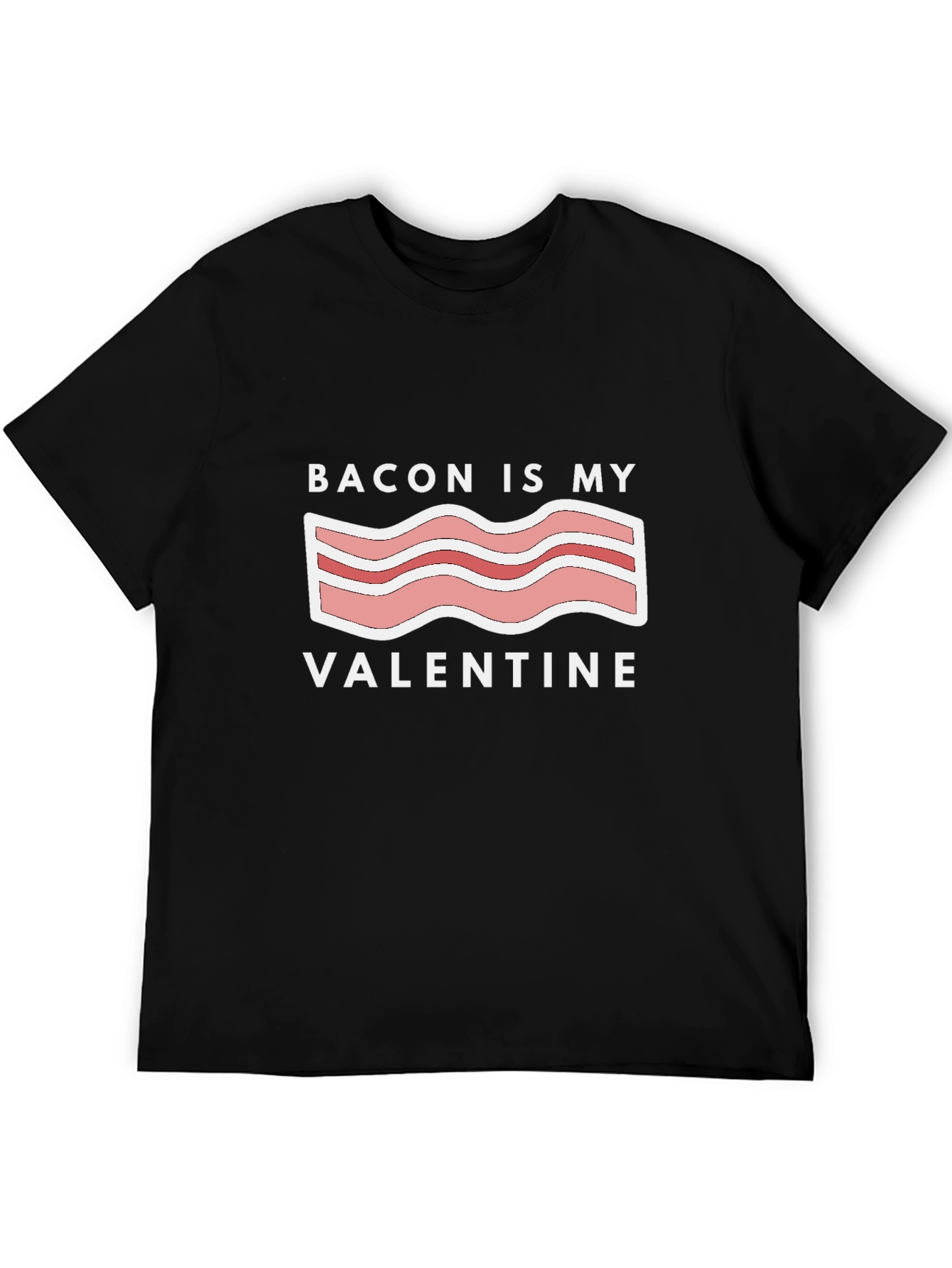 Black Bacon is My Valentine Graphic T-Shirt - Black view 5