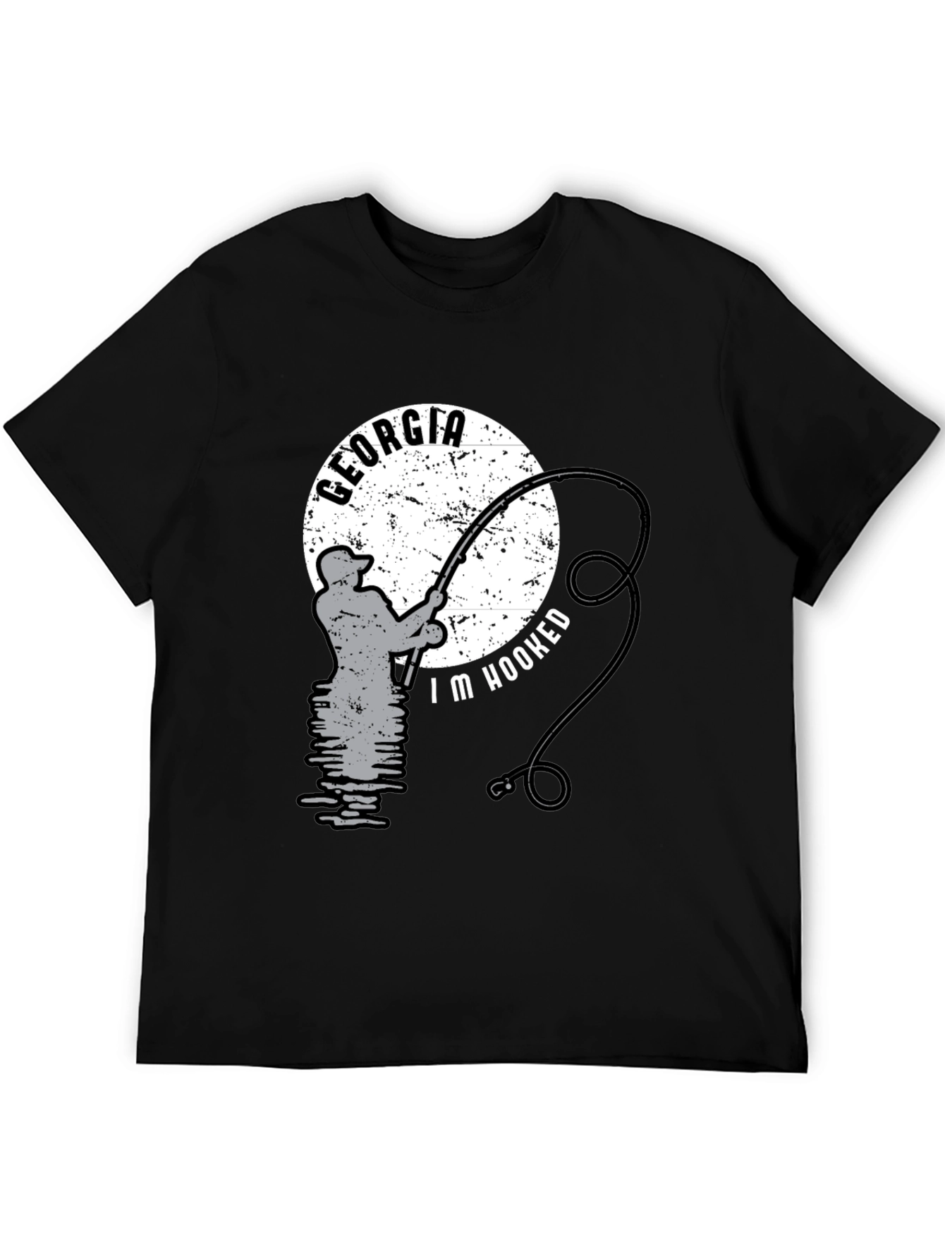 Black Georgia Fishing T-Shirt - "I'm Hooked" Black Tee view 5