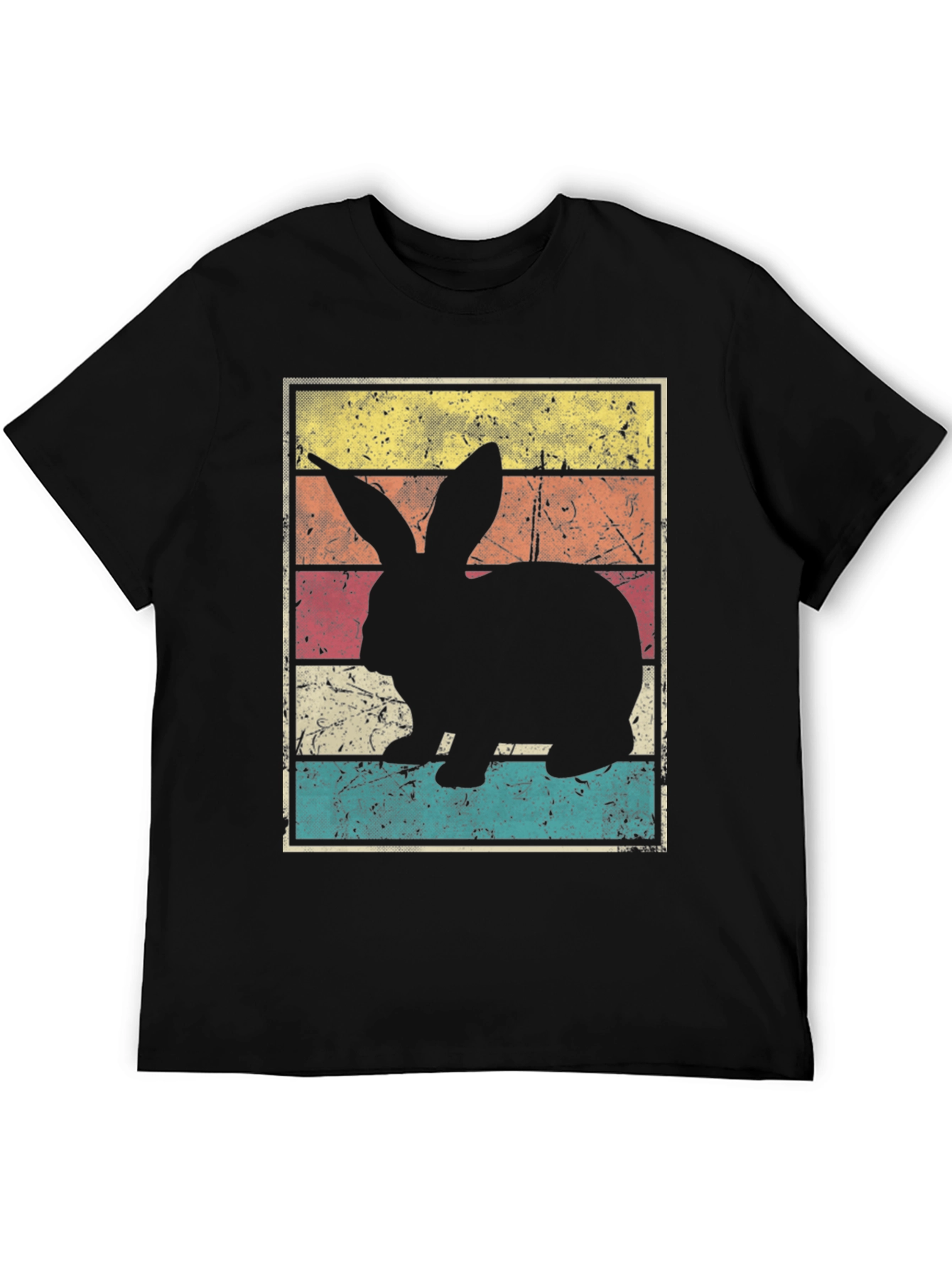 Black Retro Bunny Rabbit Graphic T-Shirt view 5