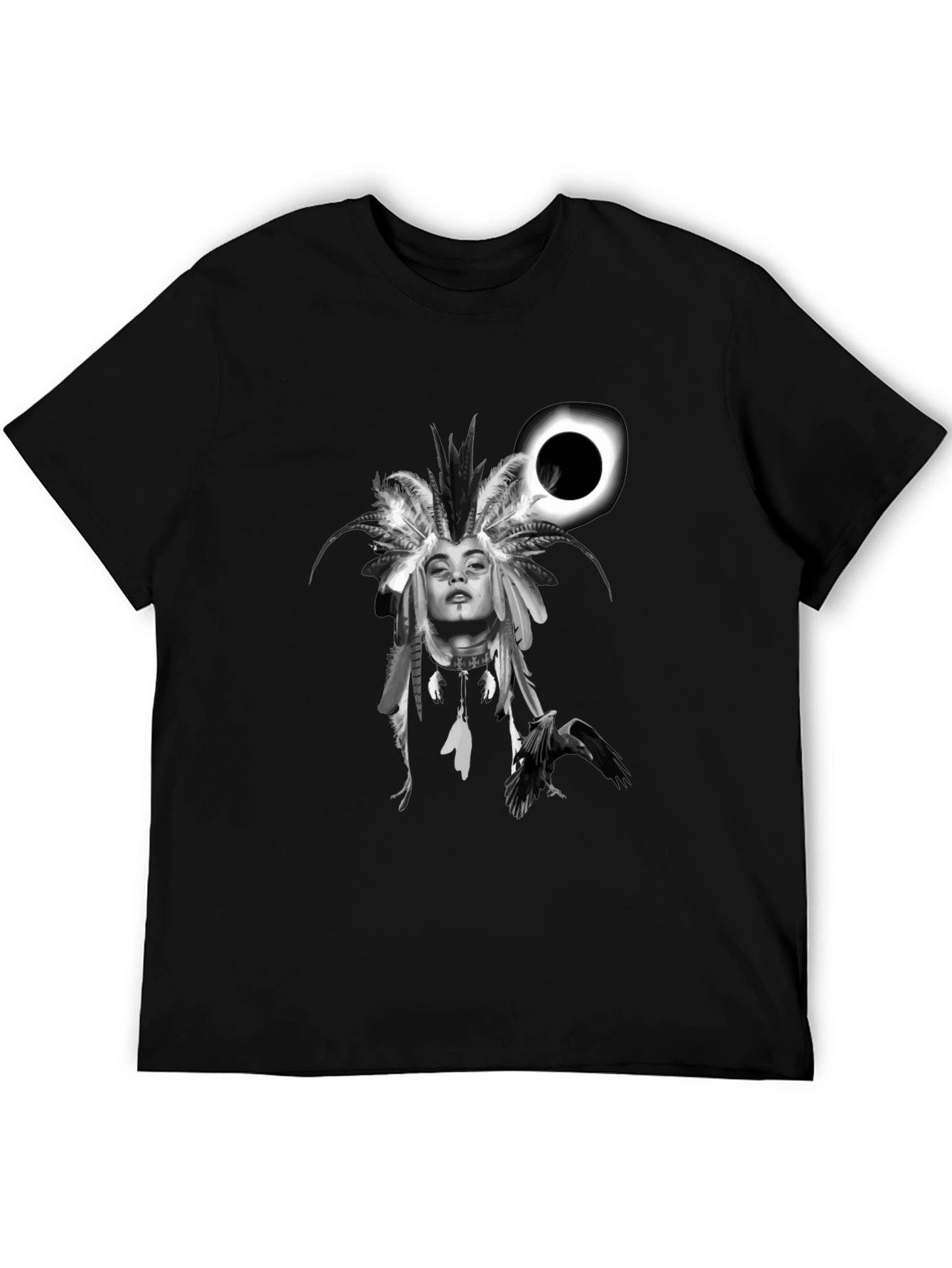 Black Native Headdress Black Graphic Tee view 5