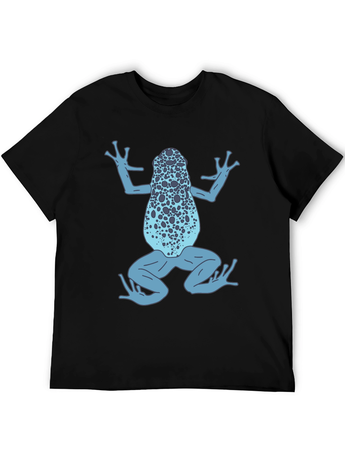 Black Blue Frog Graphic T-Shirt - Black Cotton Tee view 5
