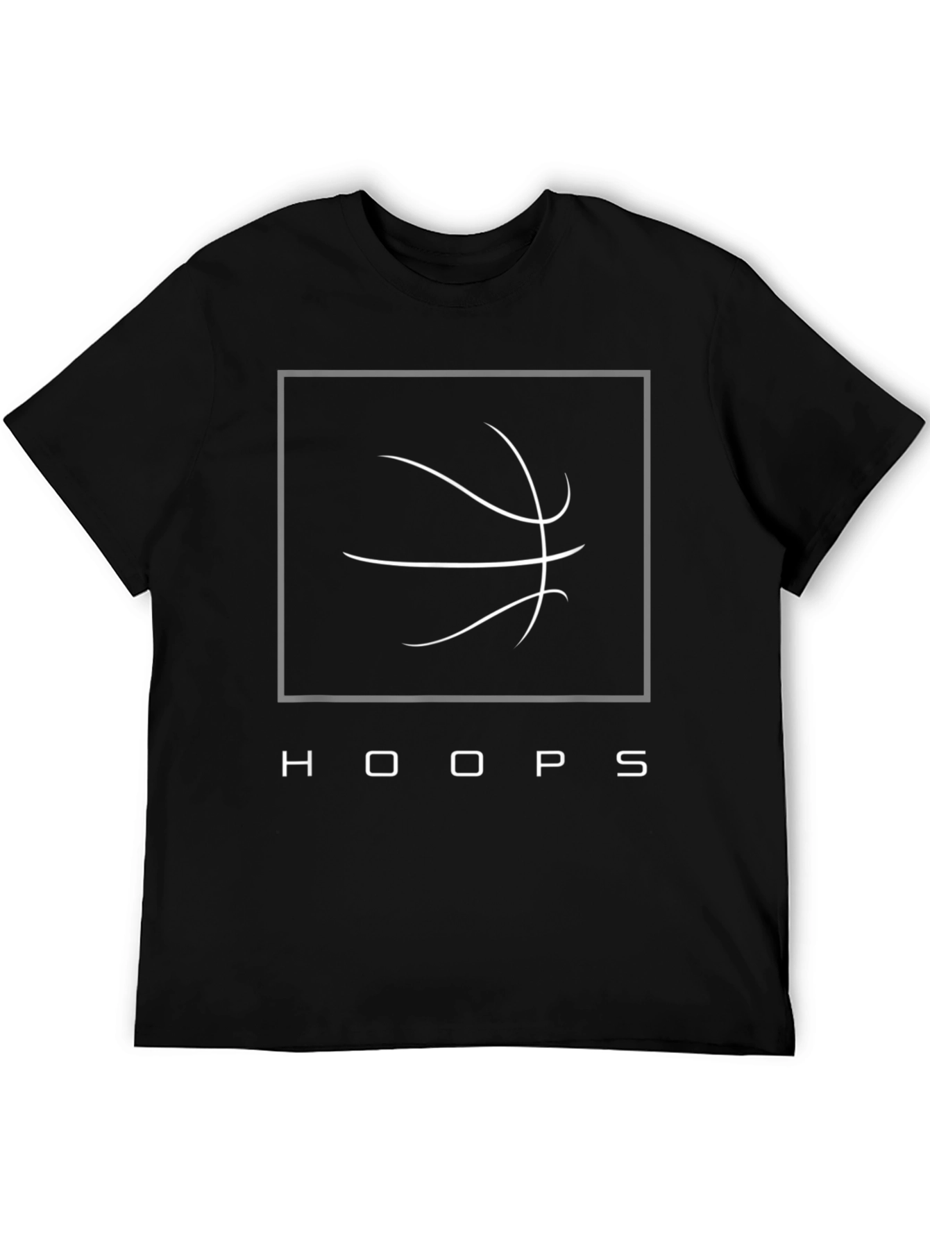 Black Hoops Graphic Tee - Black Cotton Basketball T-Shirt view 5