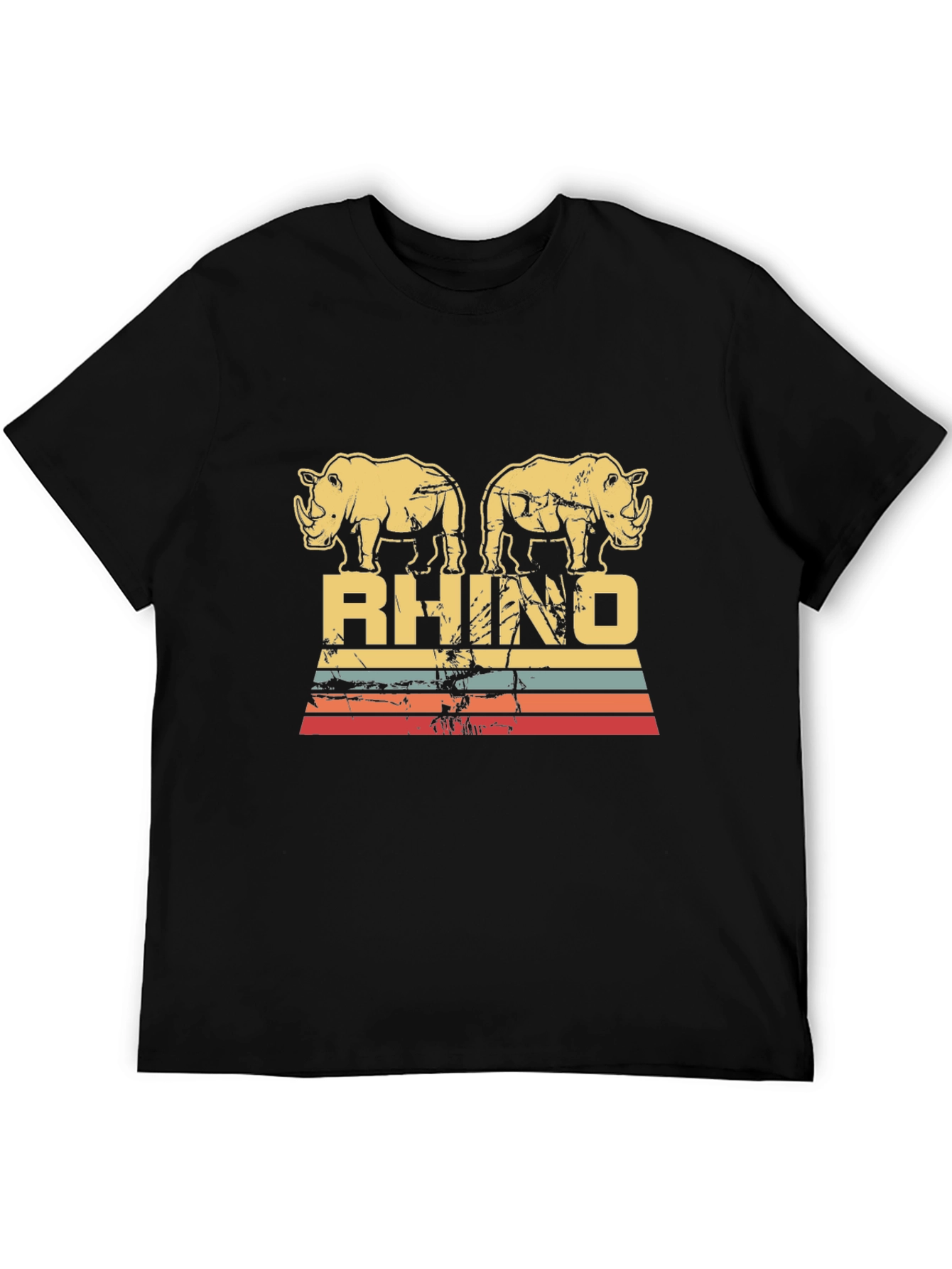 Black Vintage Rhino Graphic Tee - Black view 5