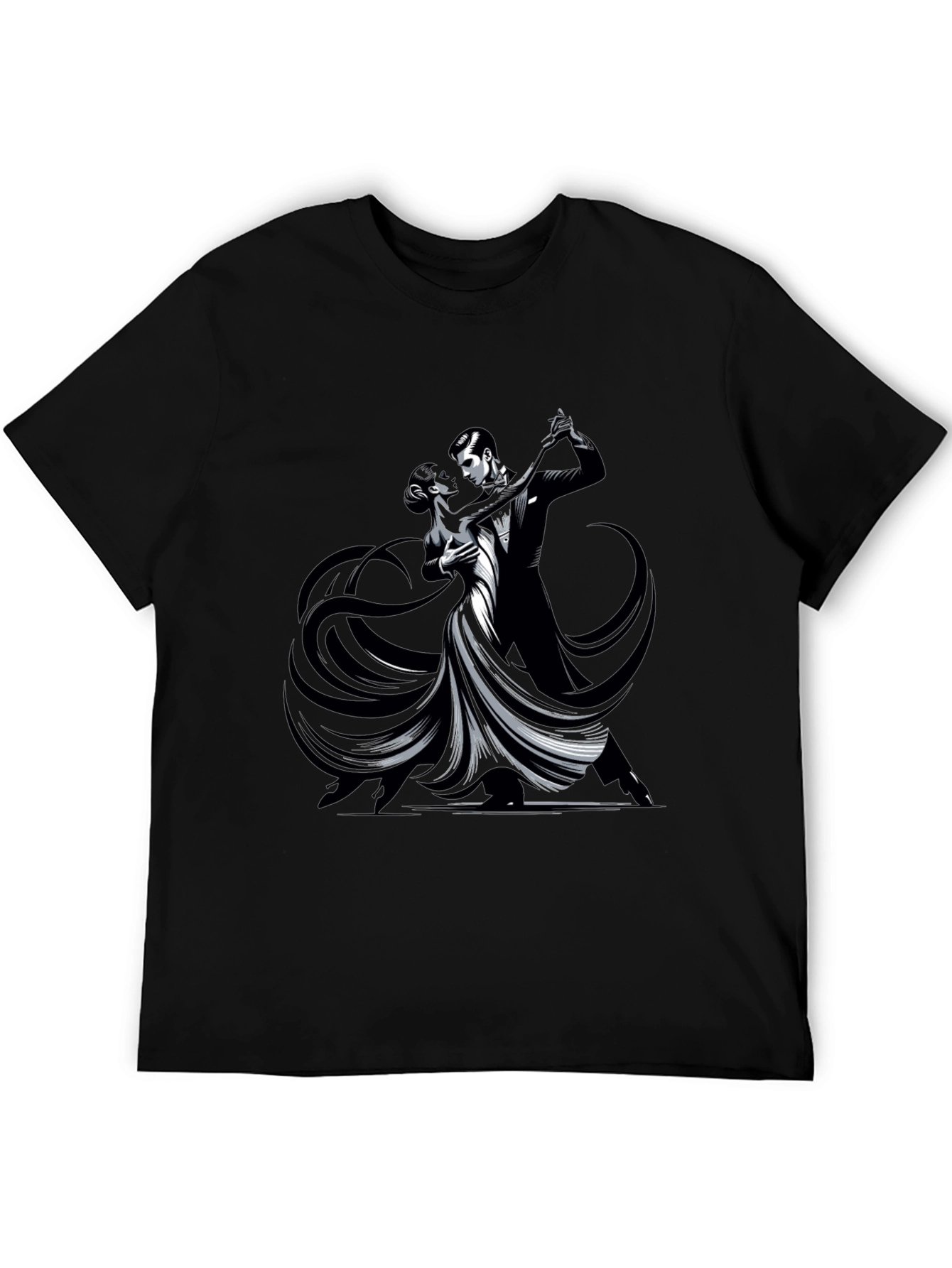 Black Tango Dance Graphic Tee - Sleek Black Shirt view 5